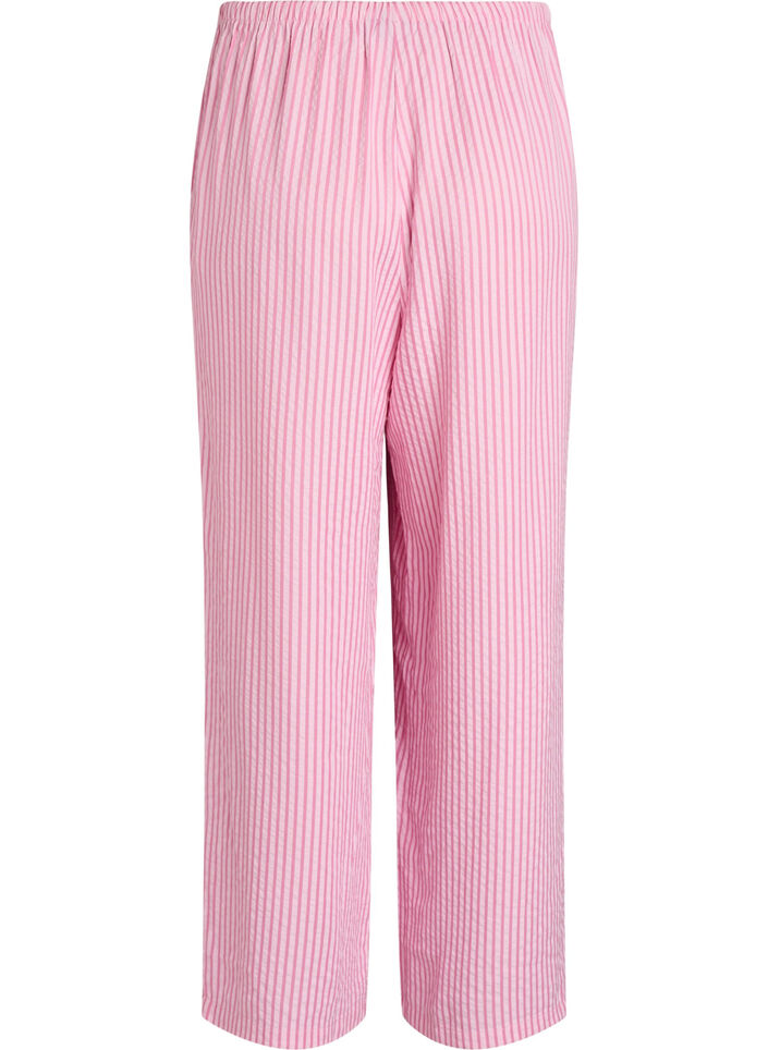 Pantalon de pyjama en seersucker ample &agrave; taille haute, Rose, Packshot image number 1