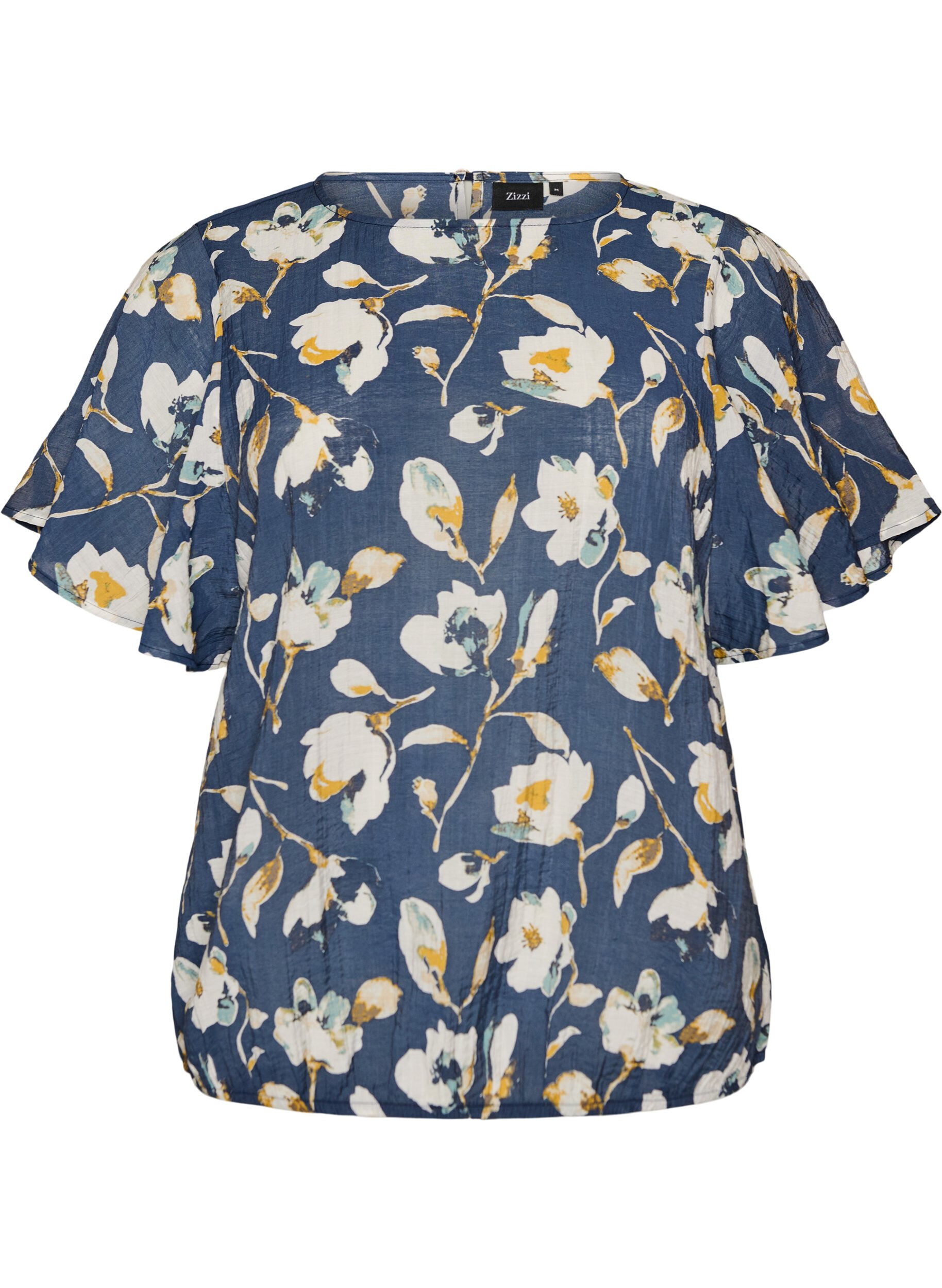 ZizziBluse mit Ballonform und Fl&uuml;gel&auml;rmeln, Blau, Packshot image number 0