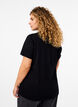 T-shirt basique en coton &agrave; col rond, Noir, Model image number 2