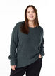 Blouse en maille chin&eacute;e &agrave; col rond, Vert fonc&eacute;, Model image number 0