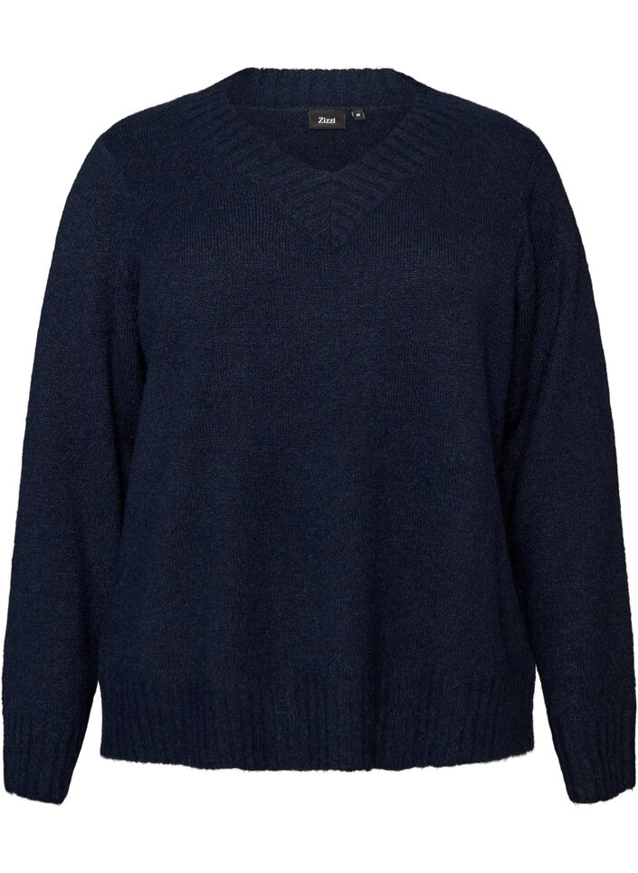 Pullover mit V-Ausschnitt, Blau, Packshot image number 0