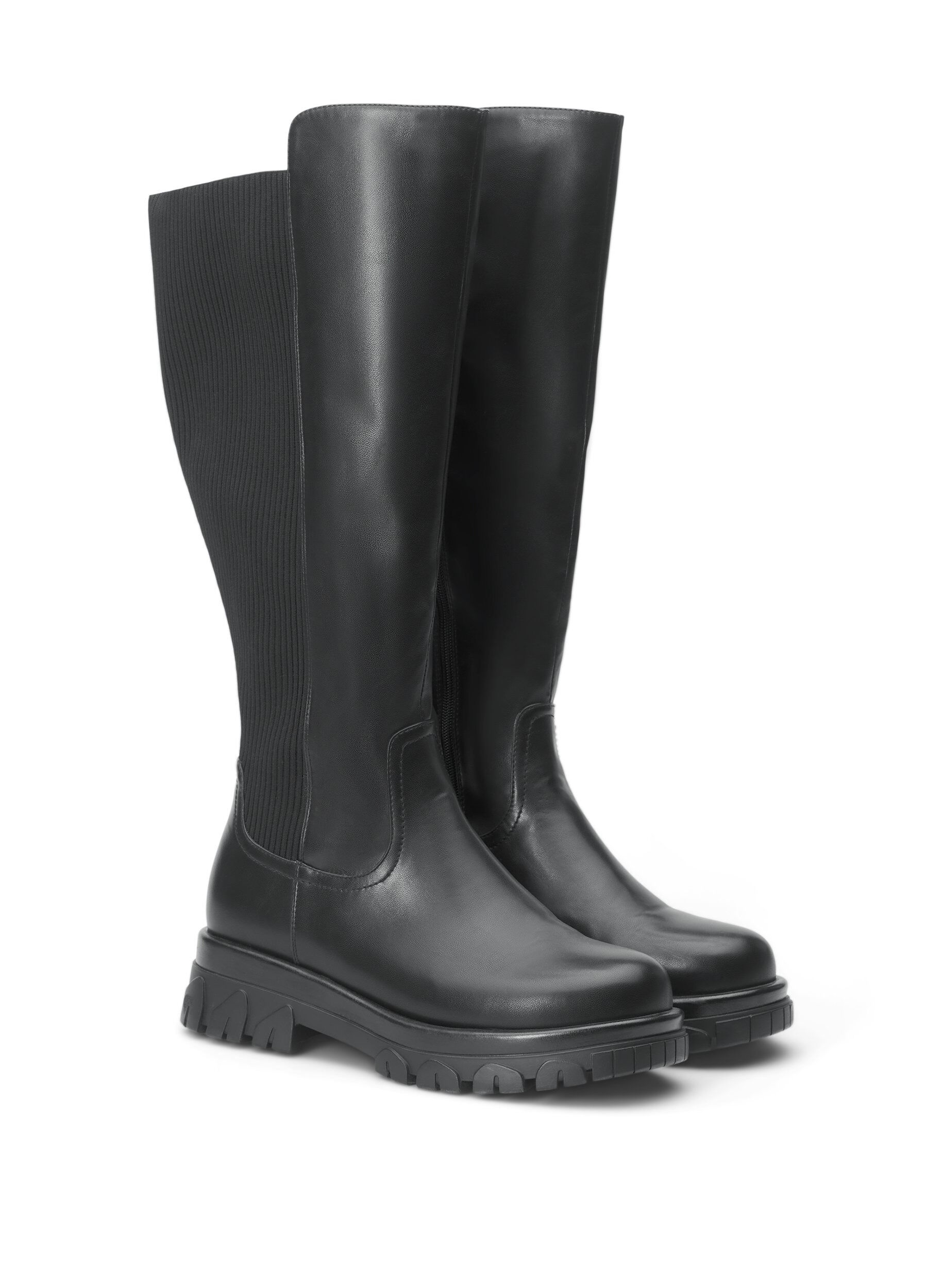 Zizzi Extra-Weite - Hoher Stiefel mit Gummizug und Rei&szlig;verschluss, Schwarz, Packshot image number 1