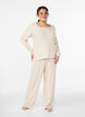 Loungehose aus geripptem Jersey mit hoher Taille, Beige, Model image number 0