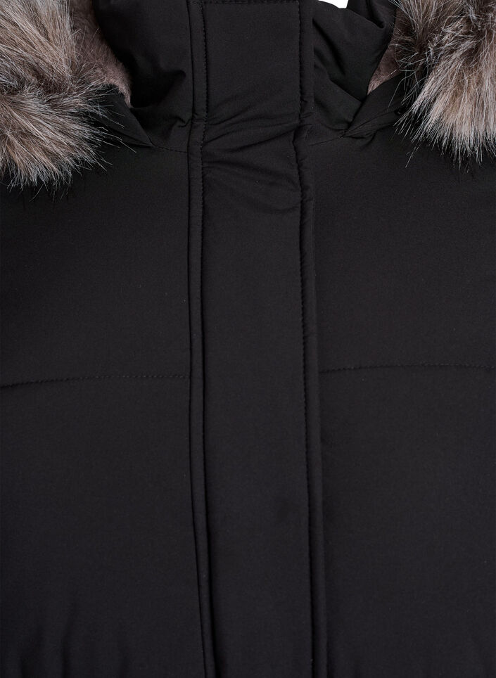 Parka déperlante avec col en fausse fourrure, Noir, Packshot image number 2