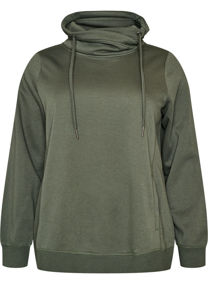 Sweatshirt mit Stehkragen und Taschen, Gr&uuml;n, Packshot image number 0