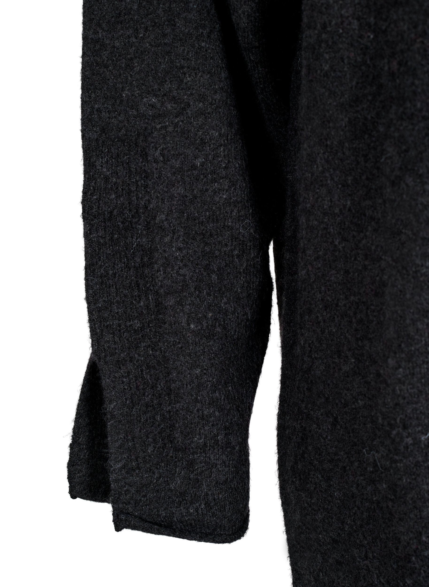 Zizzi Strickkleid mit Schlitzen, Dark Grey Melange, Packshot image number 3