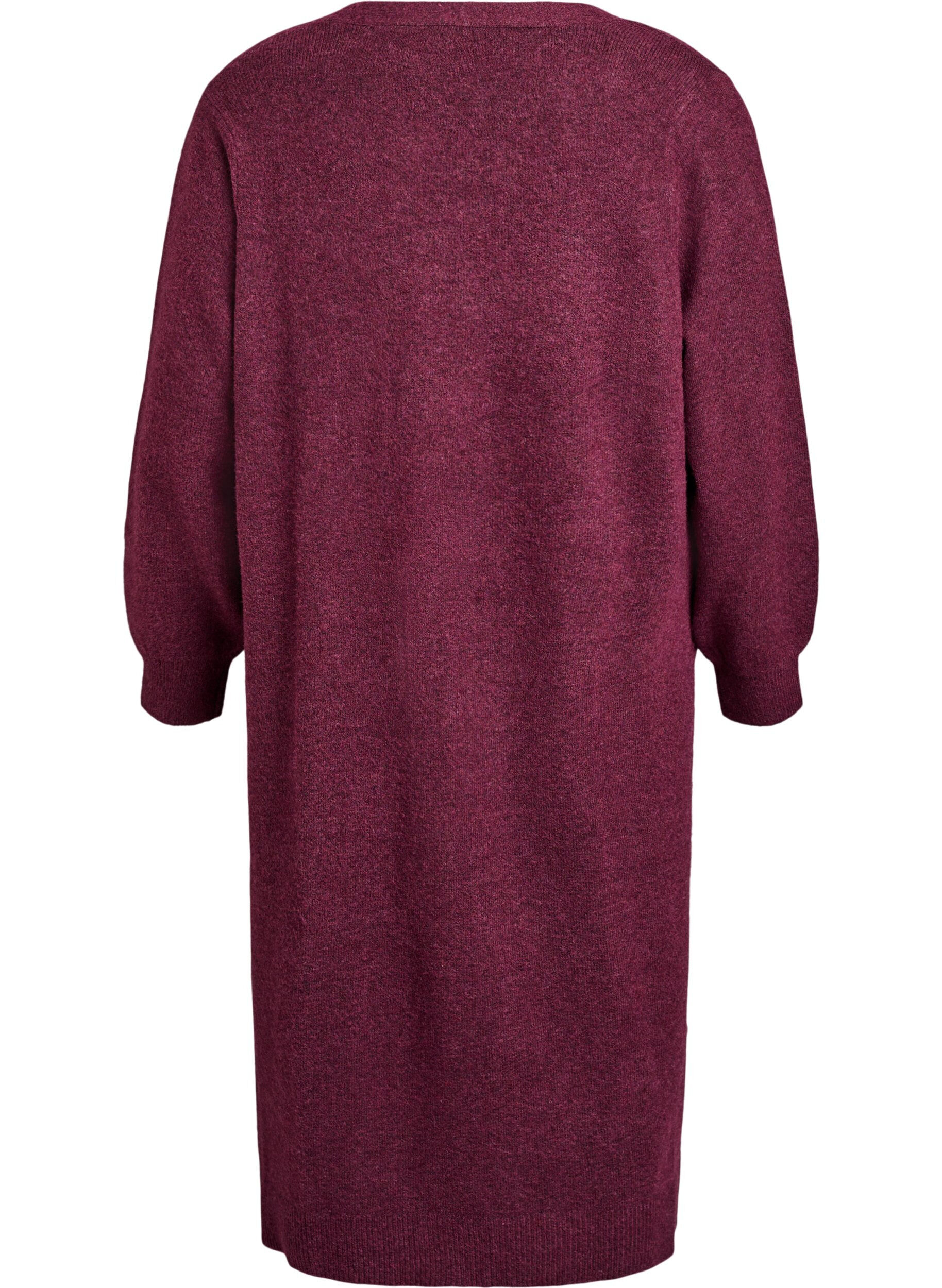 Zizzi Cardigan long en maille avec poches, Bordeaux, Packshot image number 1