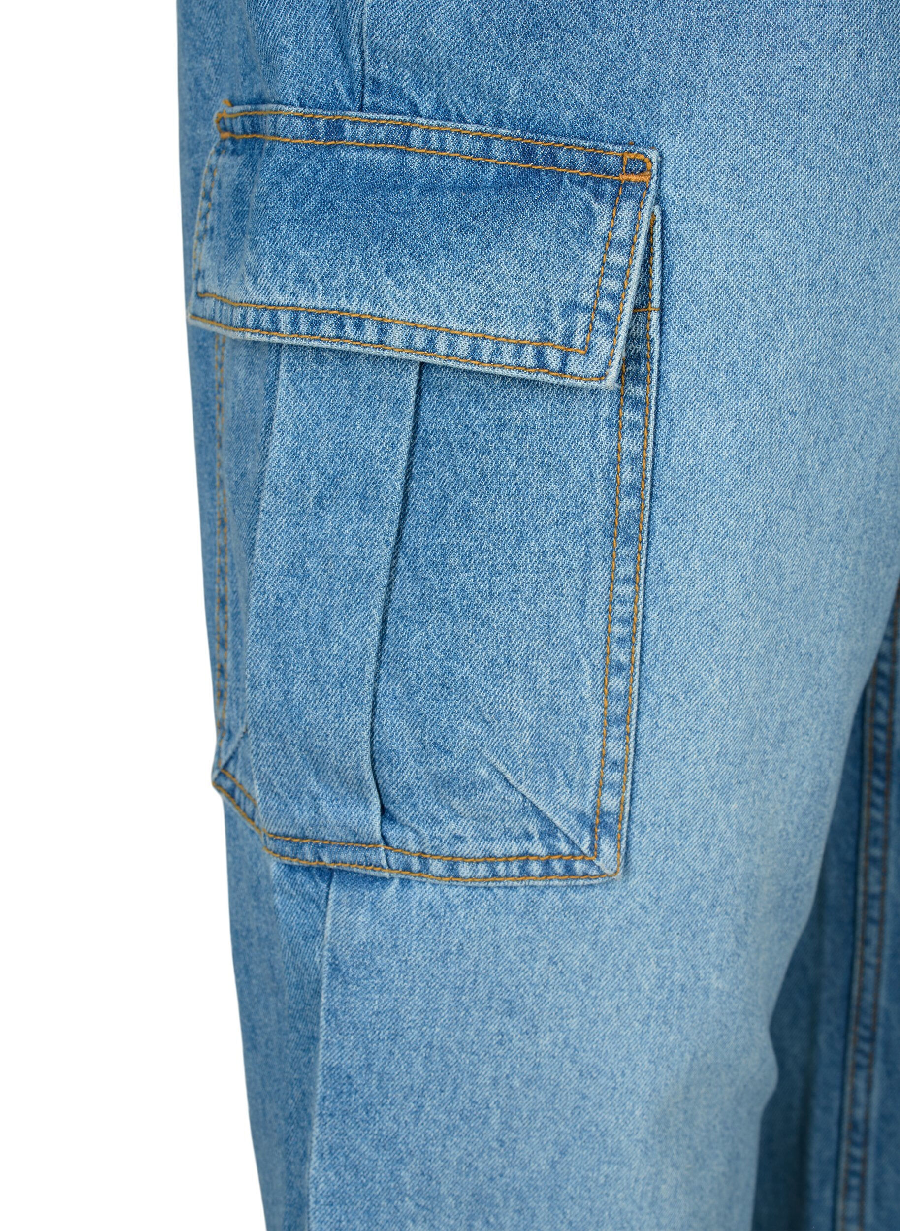 Zizzi Jean ample avec poches cargo, Light blue, Packshot image number 3