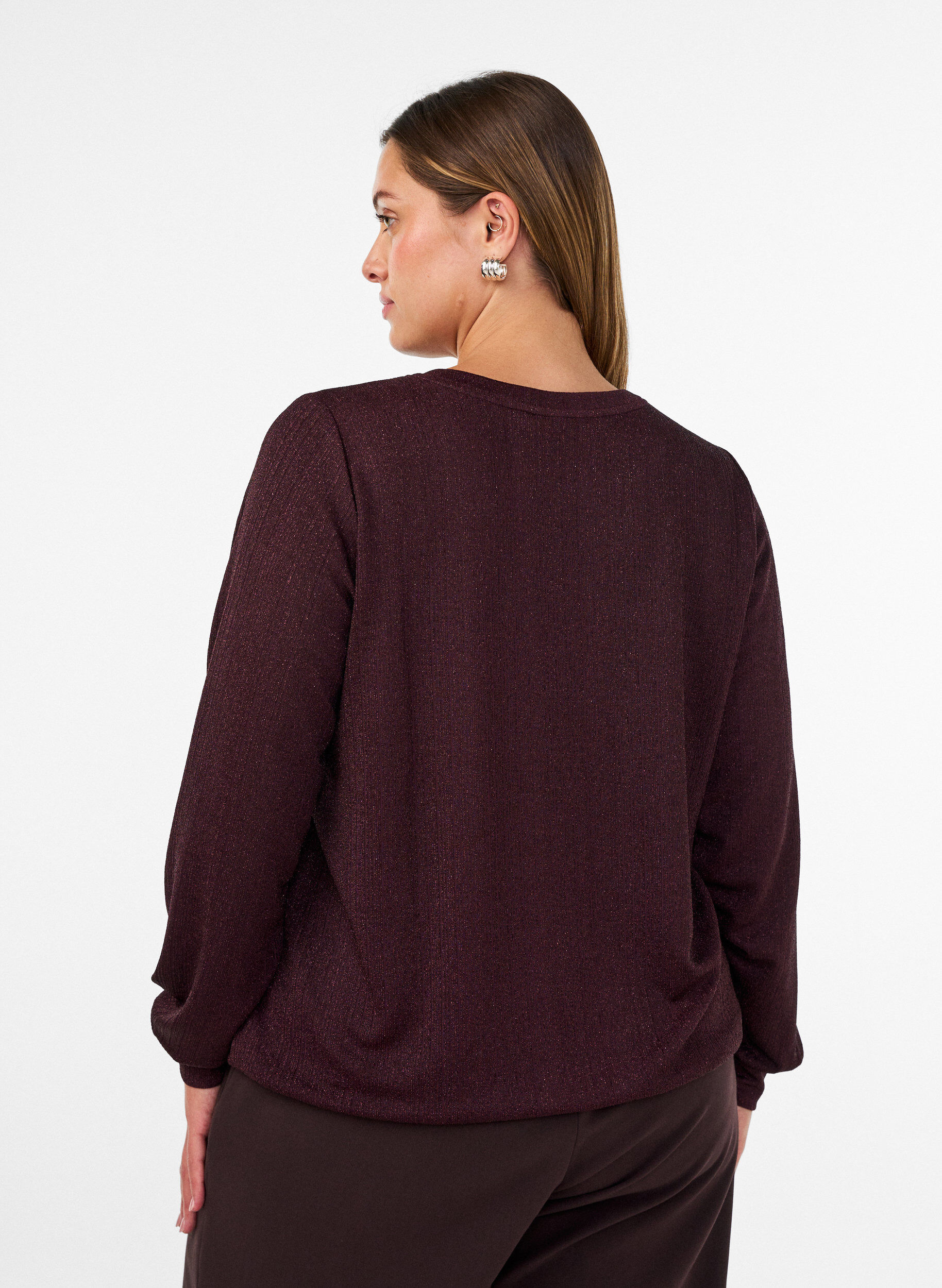ZizziBluse mit vertikaler Struktur und Glitzerfaden, Rot, Model image number 2