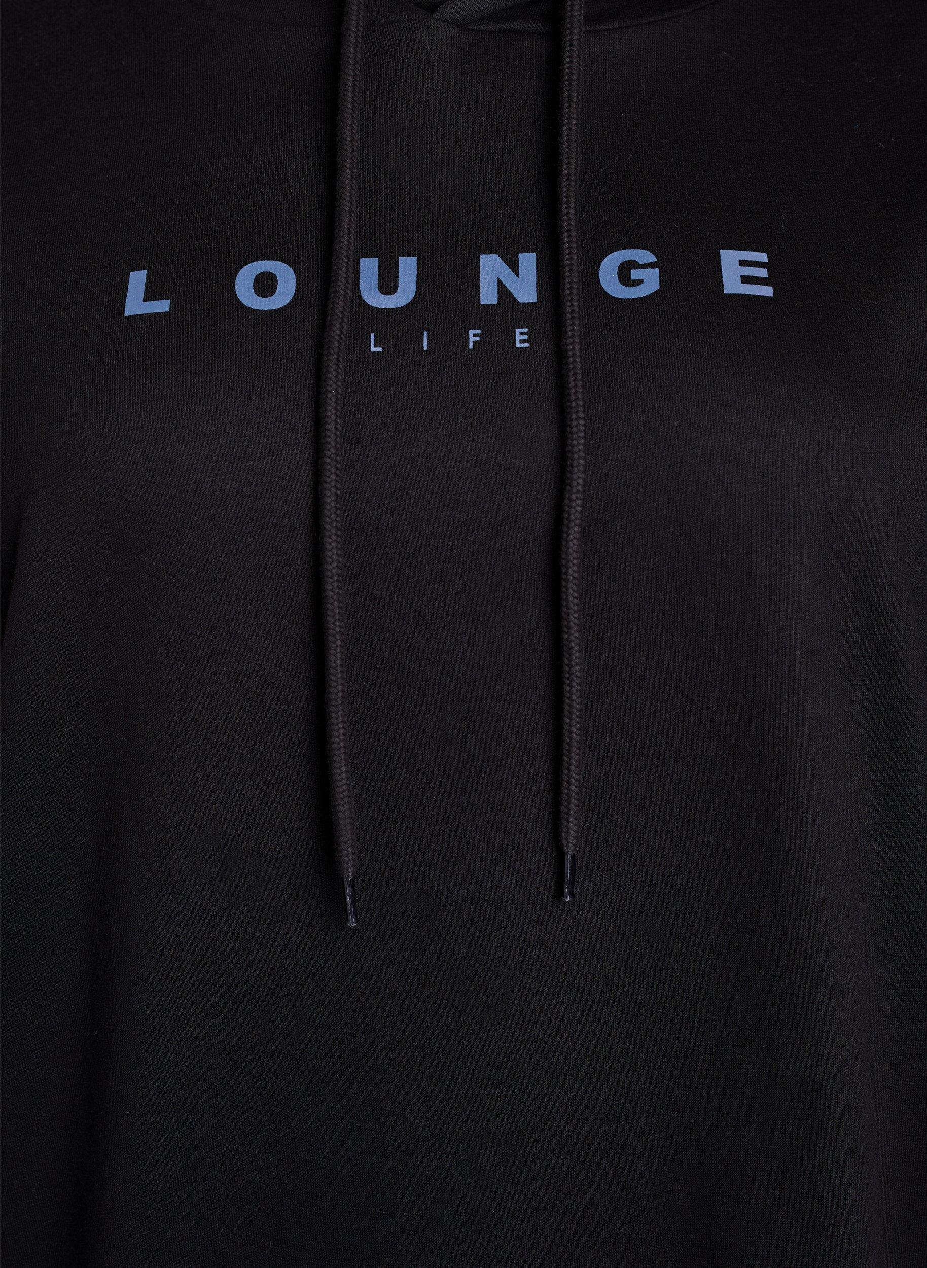 Zizzi Sweat &agrave; capuche avec imprim&eacute;, Noir, Packshot image number 2