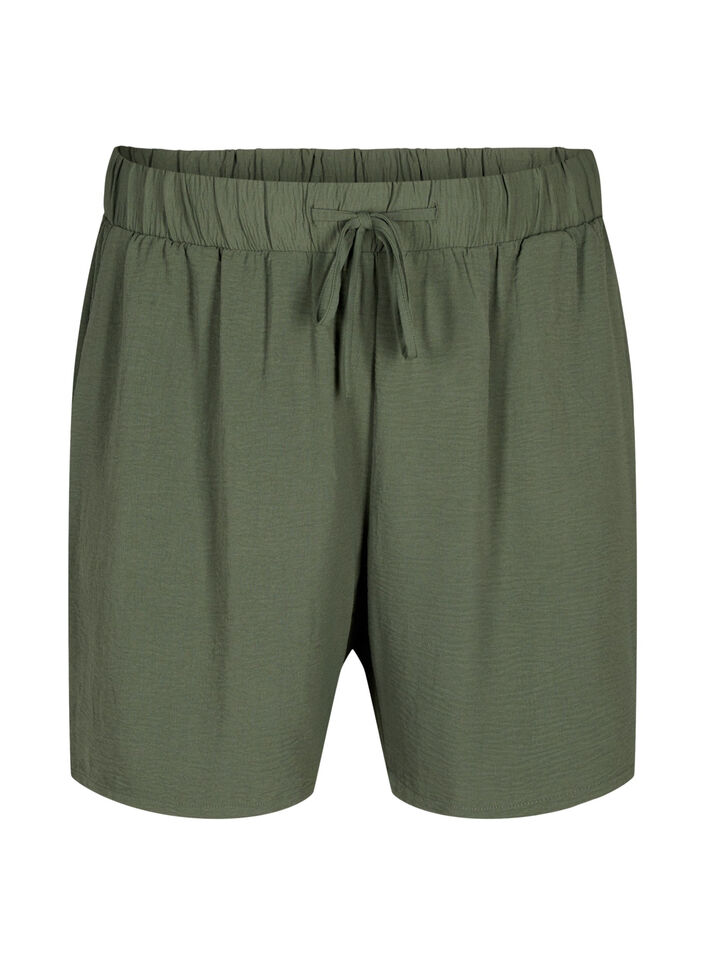 Short avec poches et ceinture &eacute;lastique, Vert, Packshot image number 0