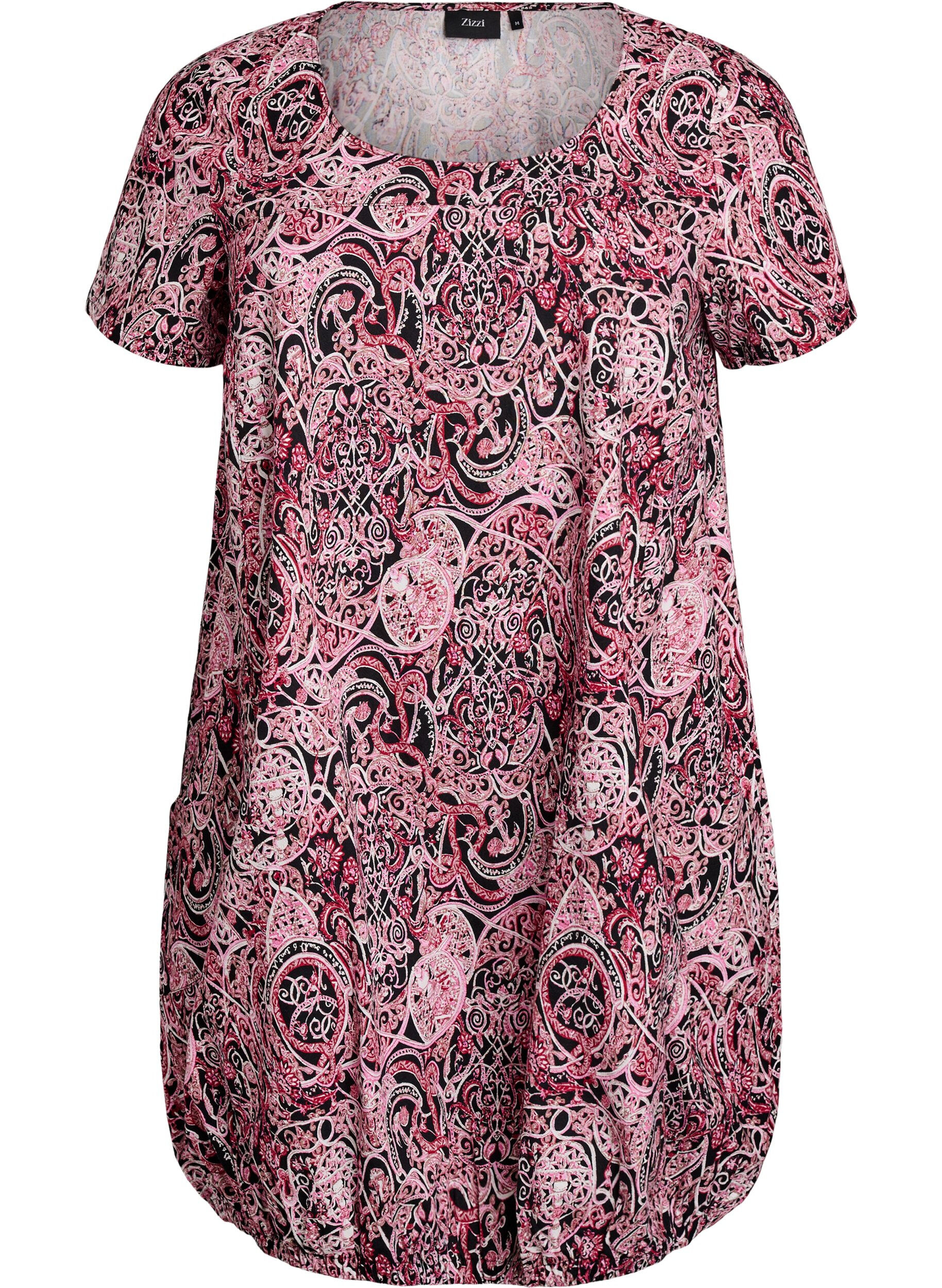 Kurz&auml;rmliges Baumwollkleid mit Aufdruck