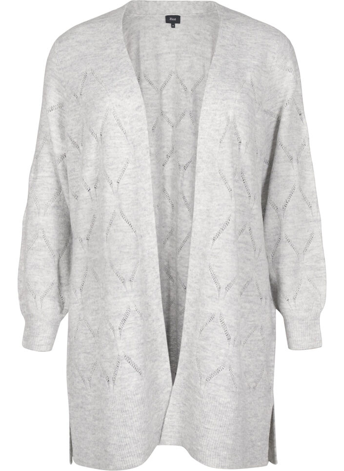 Cardigan en maille à manches longues, Light Grey Melange, Packshot image number 0