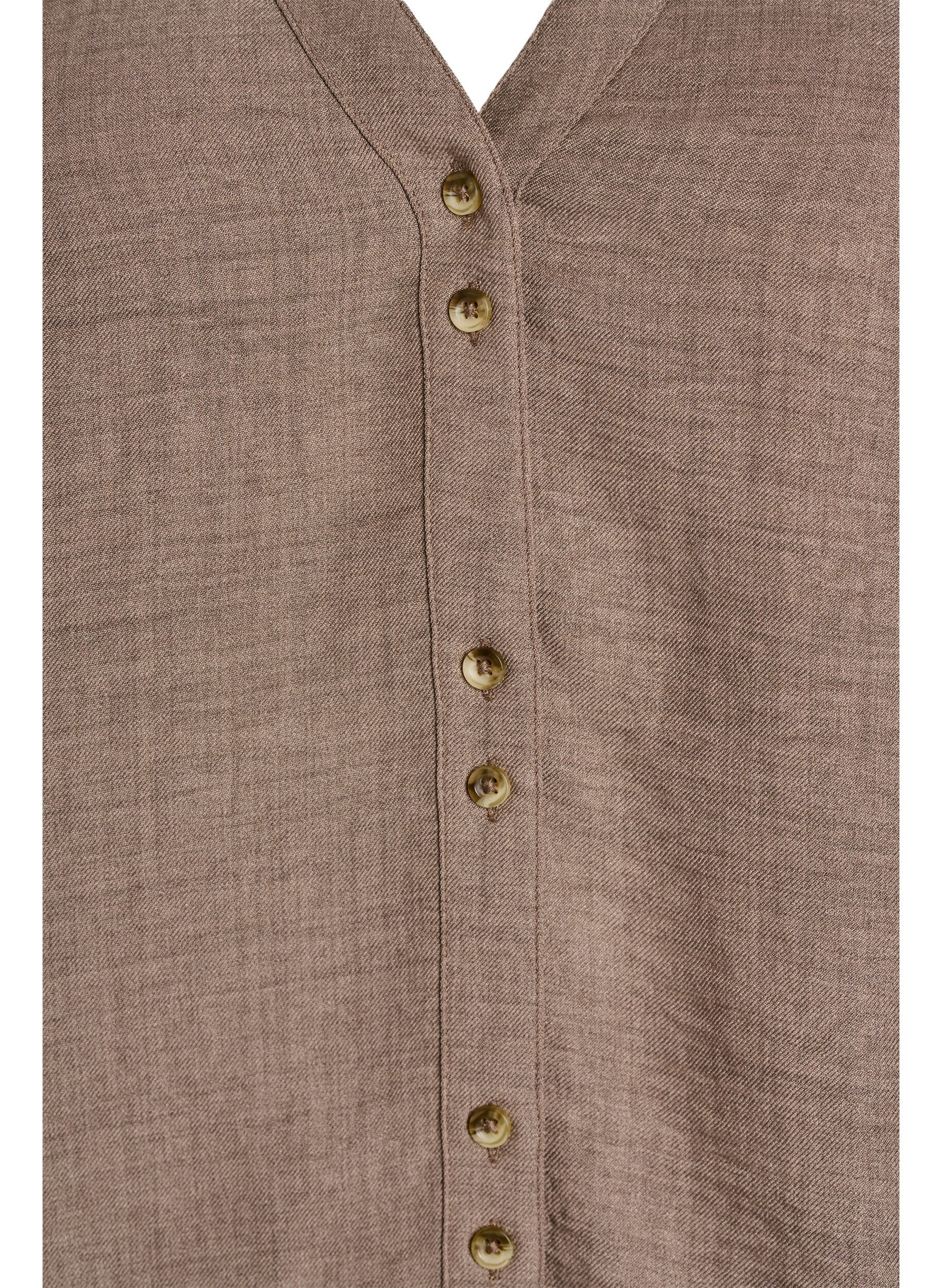 Zizzi Chemisier &agrave; col en V et manches courtes, Marron, Packshot image number 2