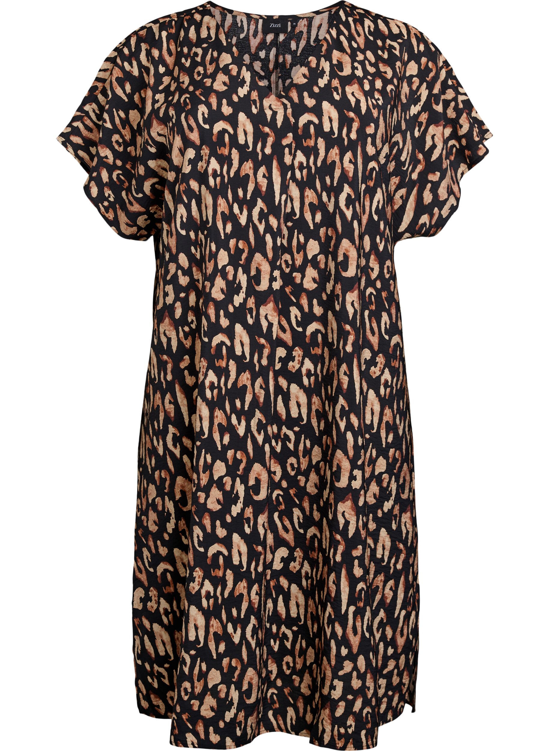 Zizzi Robe &agrave; col en V en viscose, Noir, Packshot image number 0