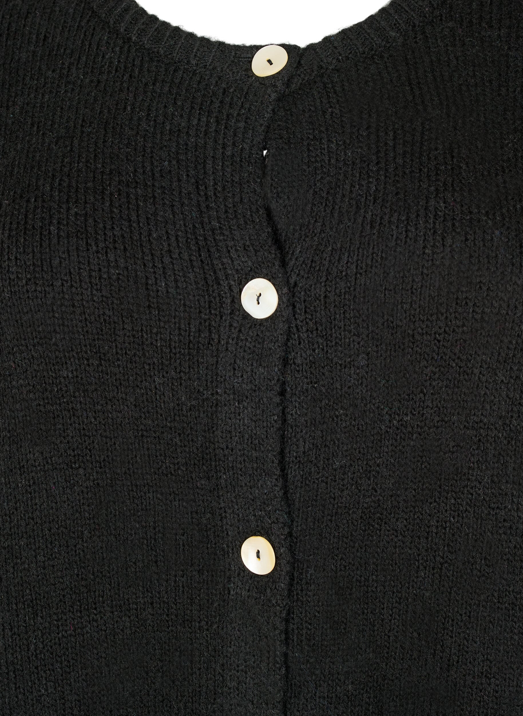 Zizzi Strickjacke mit Wolle und Kn&ouml;pfen, Black Solid, Packshot image number 2