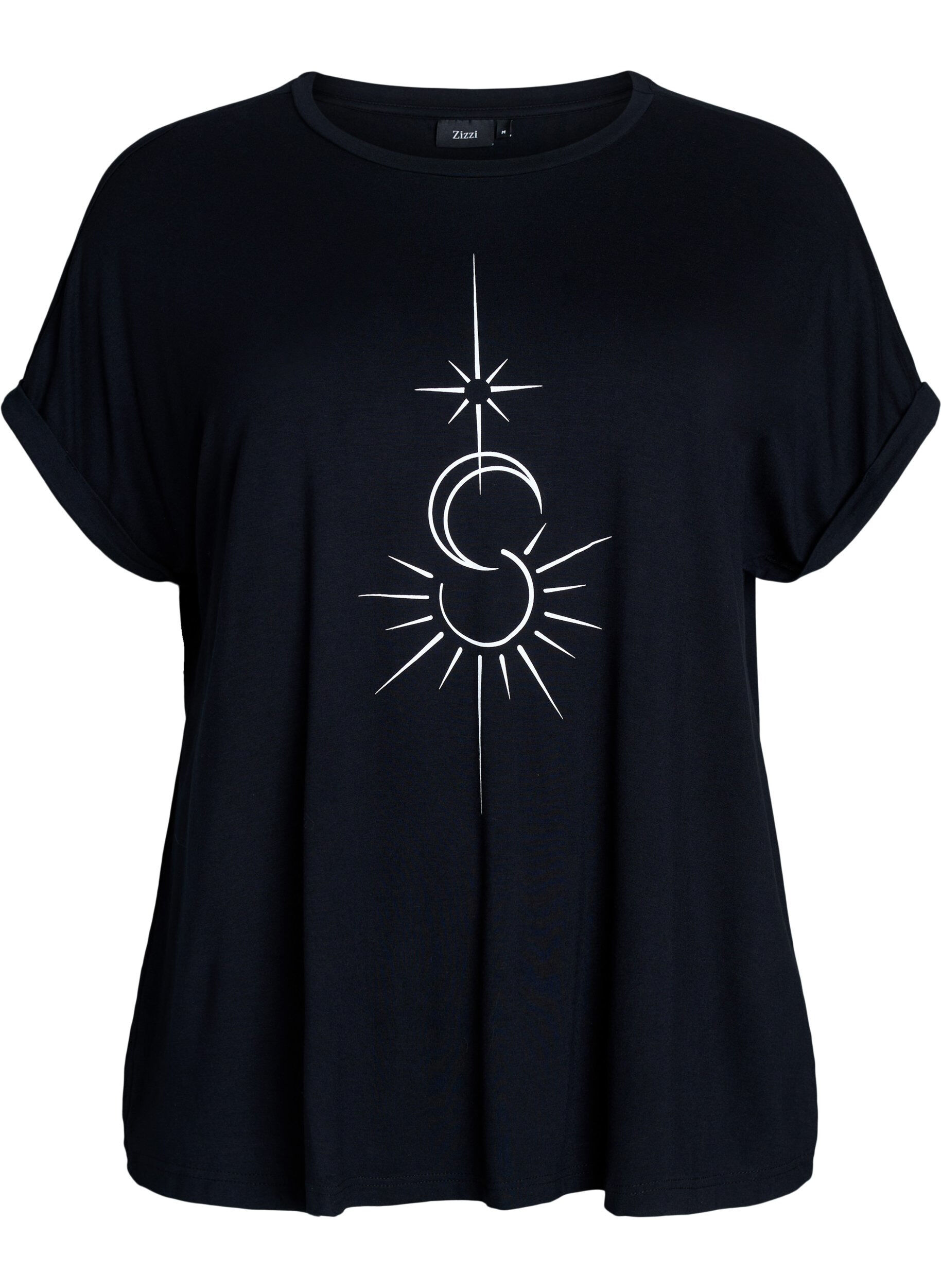 Zizzi T-shirt de nuit ample en viscose, Noir, Packshot image number 0