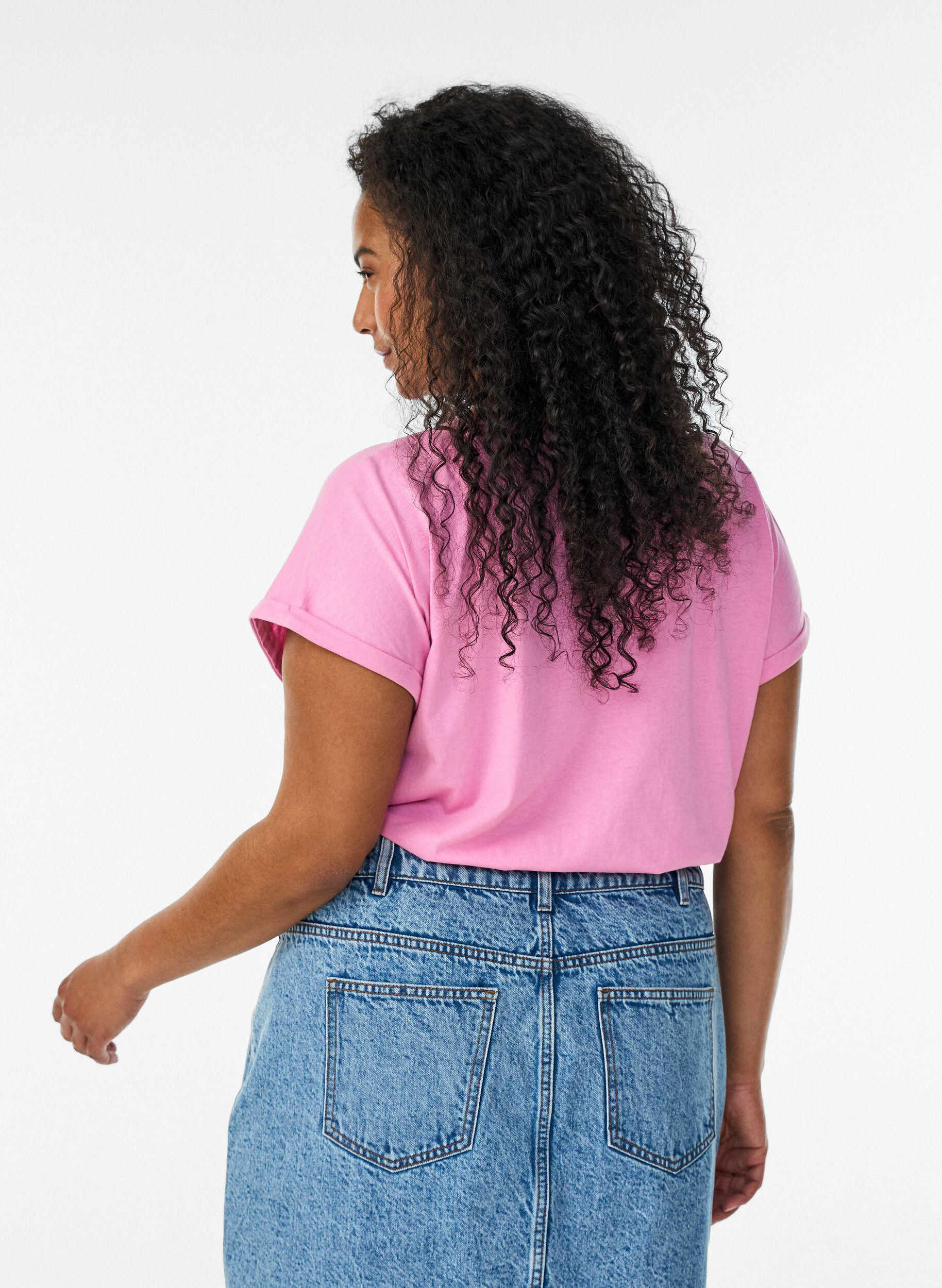 ZizziKurz&auml;rmeliges T-Shirt aus einer Baumwollmischung, Pink, Model image number 2