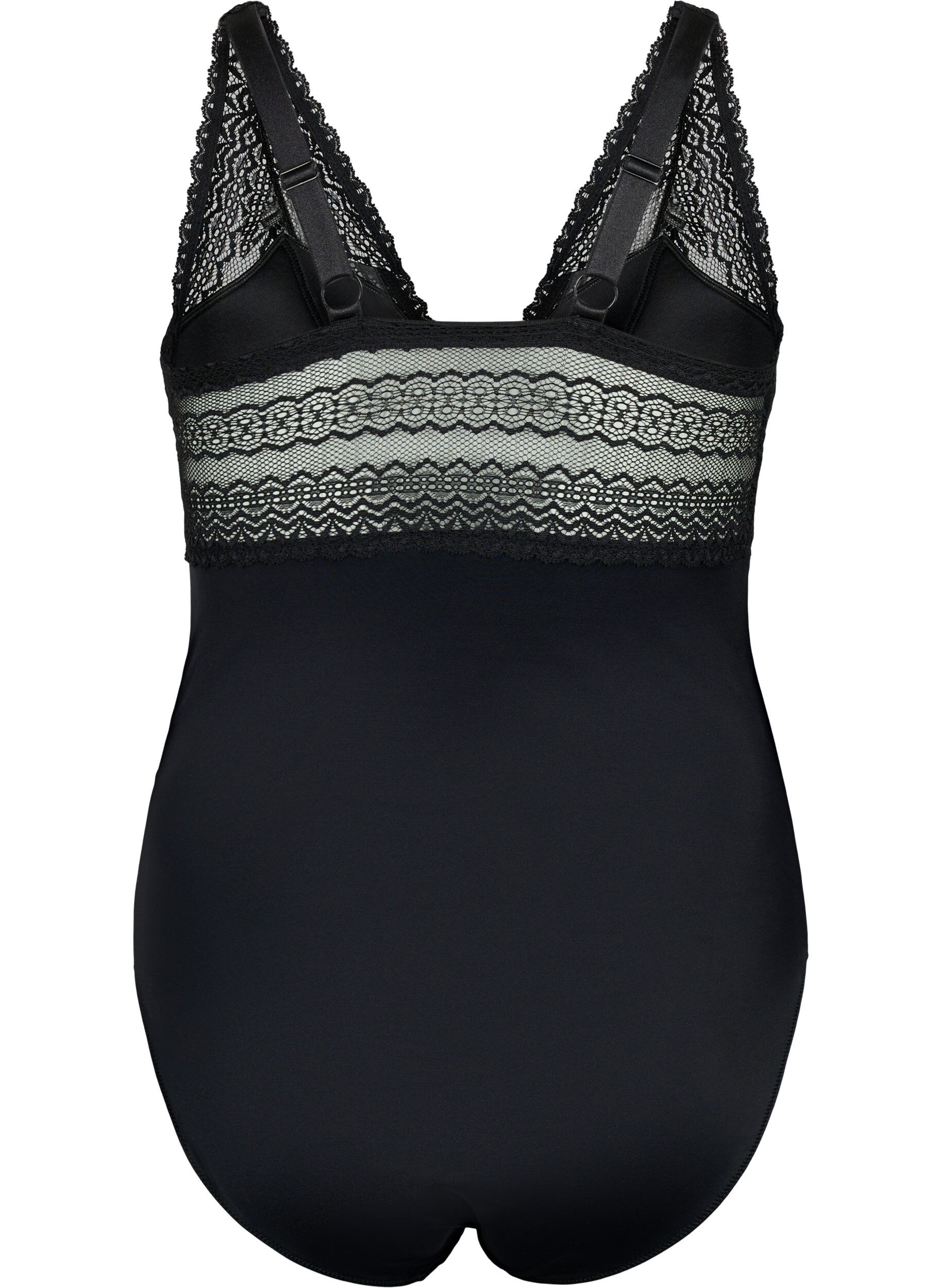 Zizzi Body mit Spitze und leicht gepolsterten Cups, Black, Packshot image number 1
