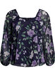 Bluse aus Chiffon mit gebl&uuml;mtem Print und langen &Auml;rmeln, Blau, Packshot image number 0