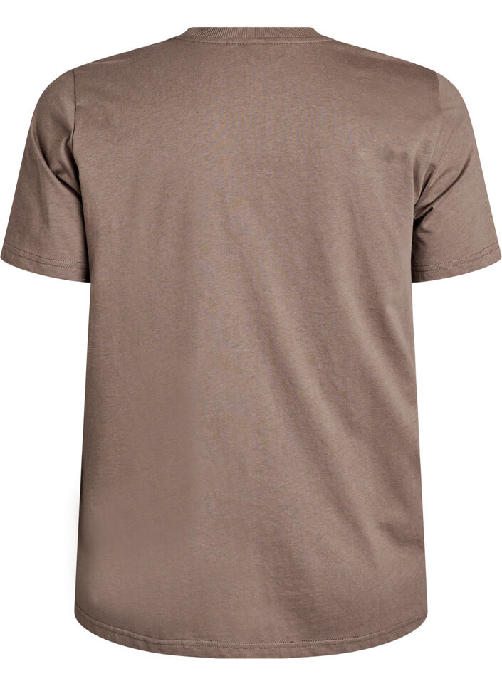 Basic-T-Shirt aus Baumwolle mit Rundhalsausschnitt, Braun, Packshot image number 1