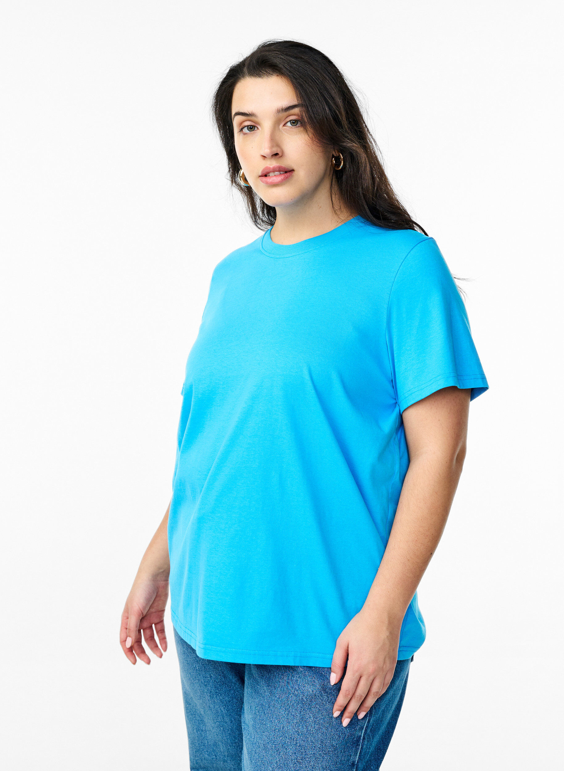ZizziT-shirt basique en coton &agrave; col rond, Bleu, Model image number 0