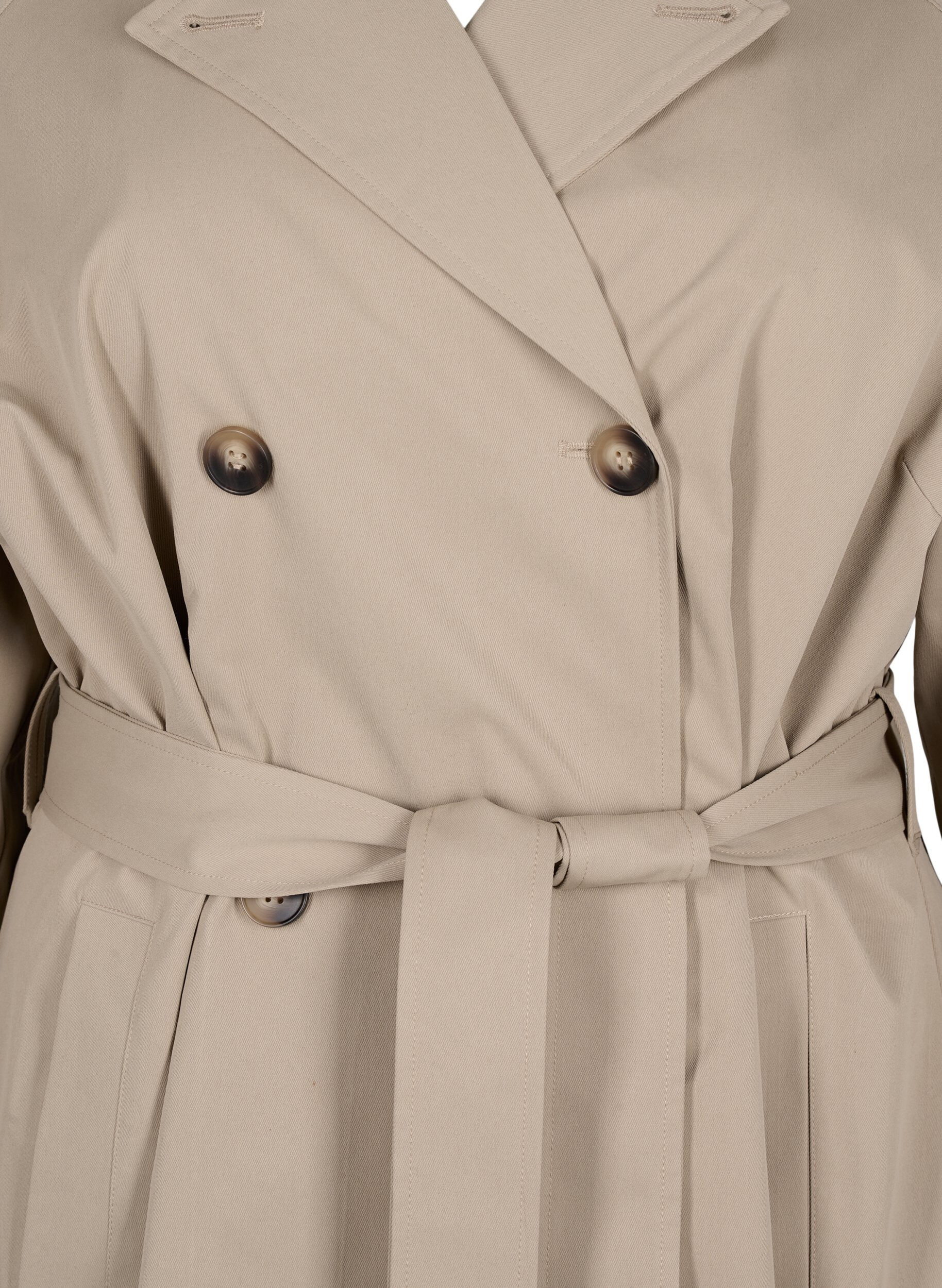 Zizzi Klassischer langer Trenchcoat mit G&uuml;rtel, Chinchilla, Packshot image number 2