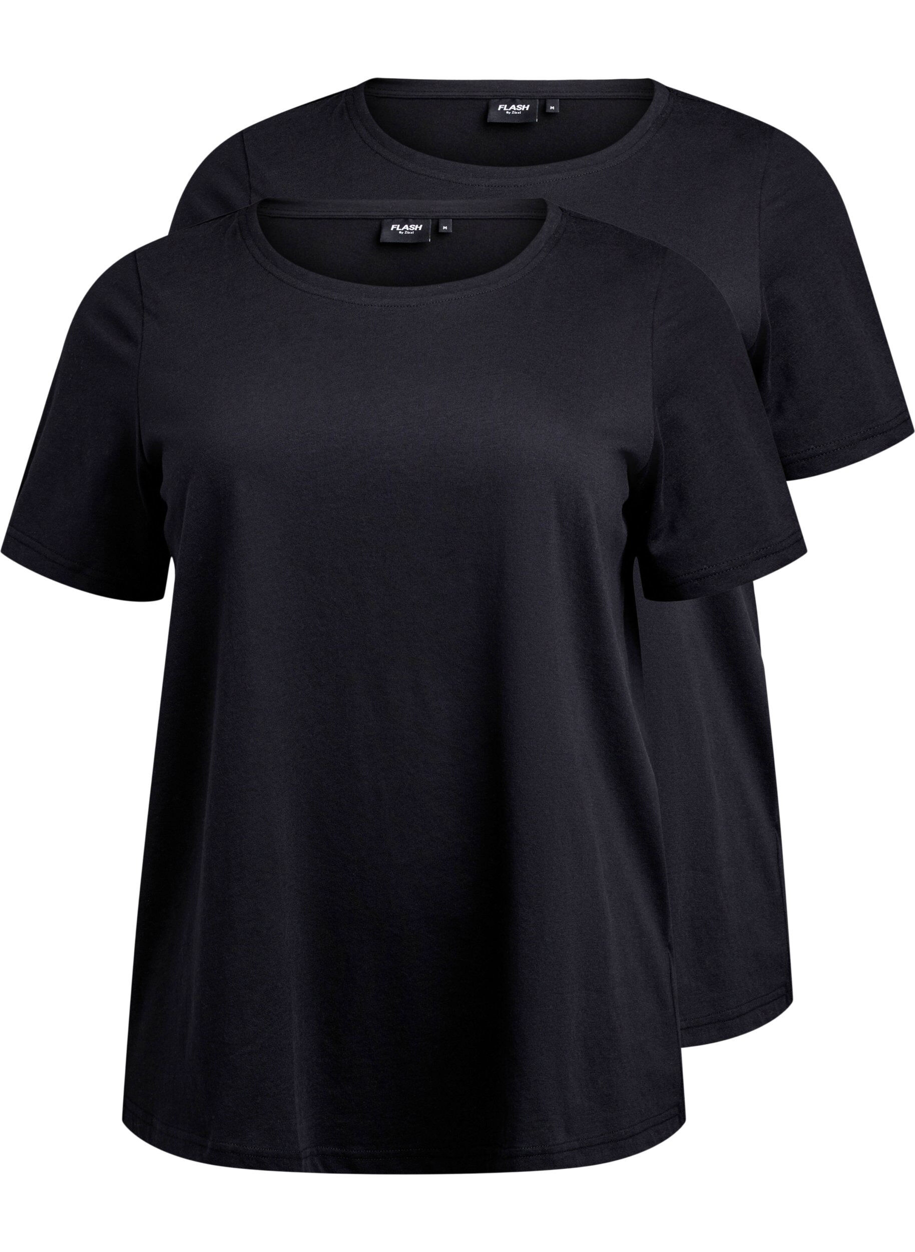 Zizzi FLASH - Lot de 2 t-shirts &agrave; col rond, Black/Black, Packshot image number 0