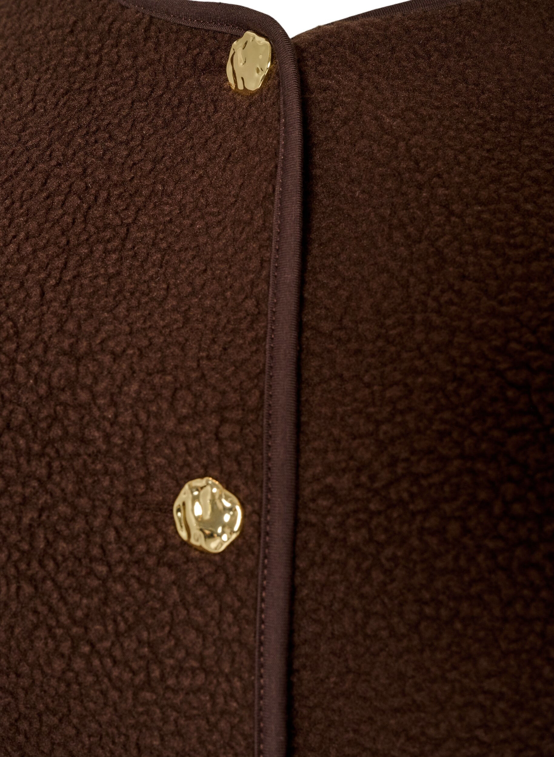 ZizziTeddy-Weste mit Kn&ouml;pfen und Taschen, Braun, Packshot image number 2