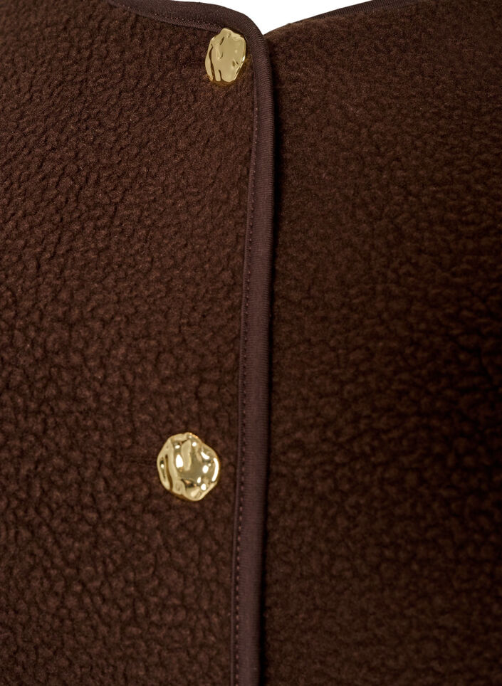 Teddy-Weste mit Kn&ouml;pfen und Taschen, Braun, Packshot image number 2