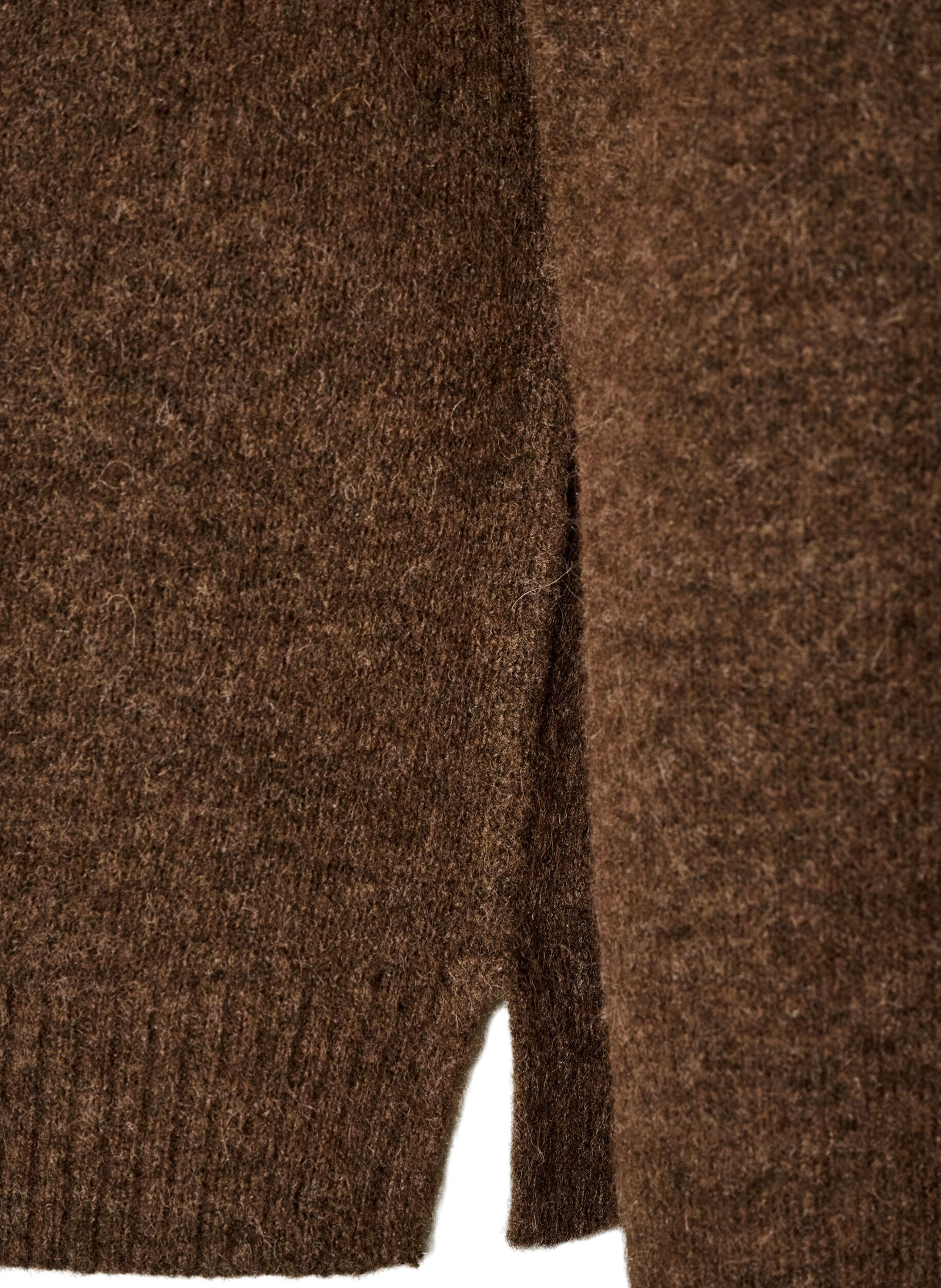 ZizziBlouse ample tricot&eacute;e en alpaga et laine, Marron, Packshot image number 3