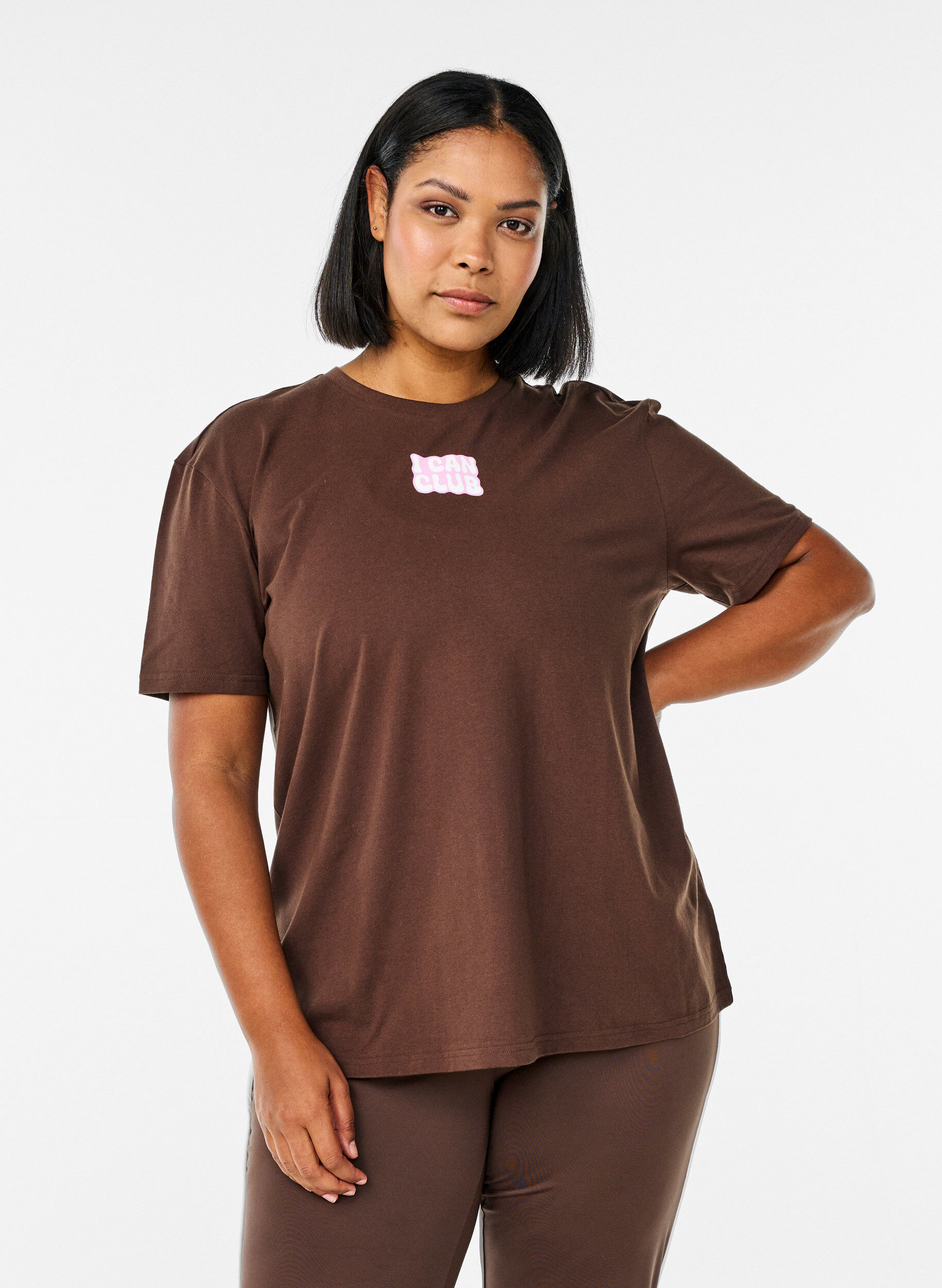 ZizziT-shirt sportif en coton biologique, Marron, Model image number 0