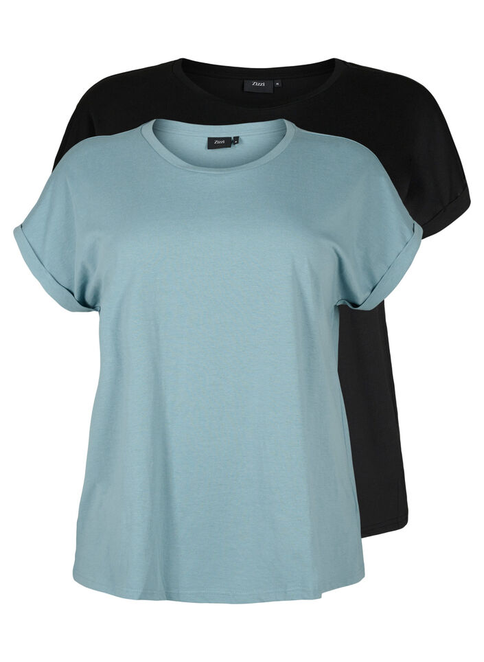 2 packs de t-shirts &agrave; manches courtes, Bleu, Packshot image number 0