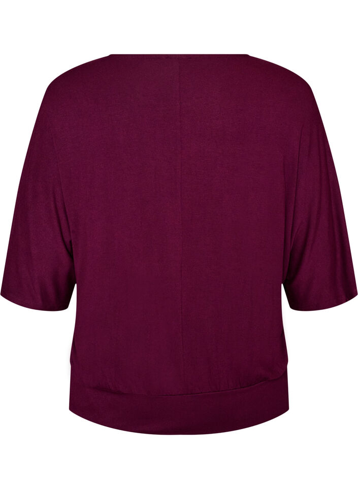 Blouse en jersey avec des manches ballon au coude, Violet, Packshot image number 1