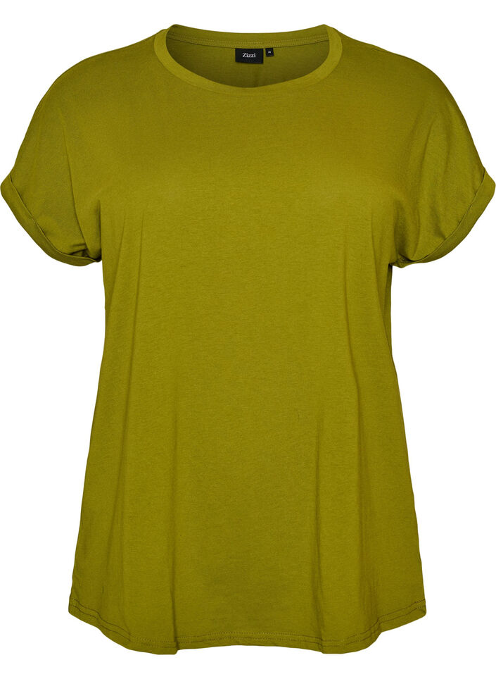 Kurz&auml;rmeliges T-Shirt aus einer Baumwollmischung, Gr&uuml;n, Packshot image number 0