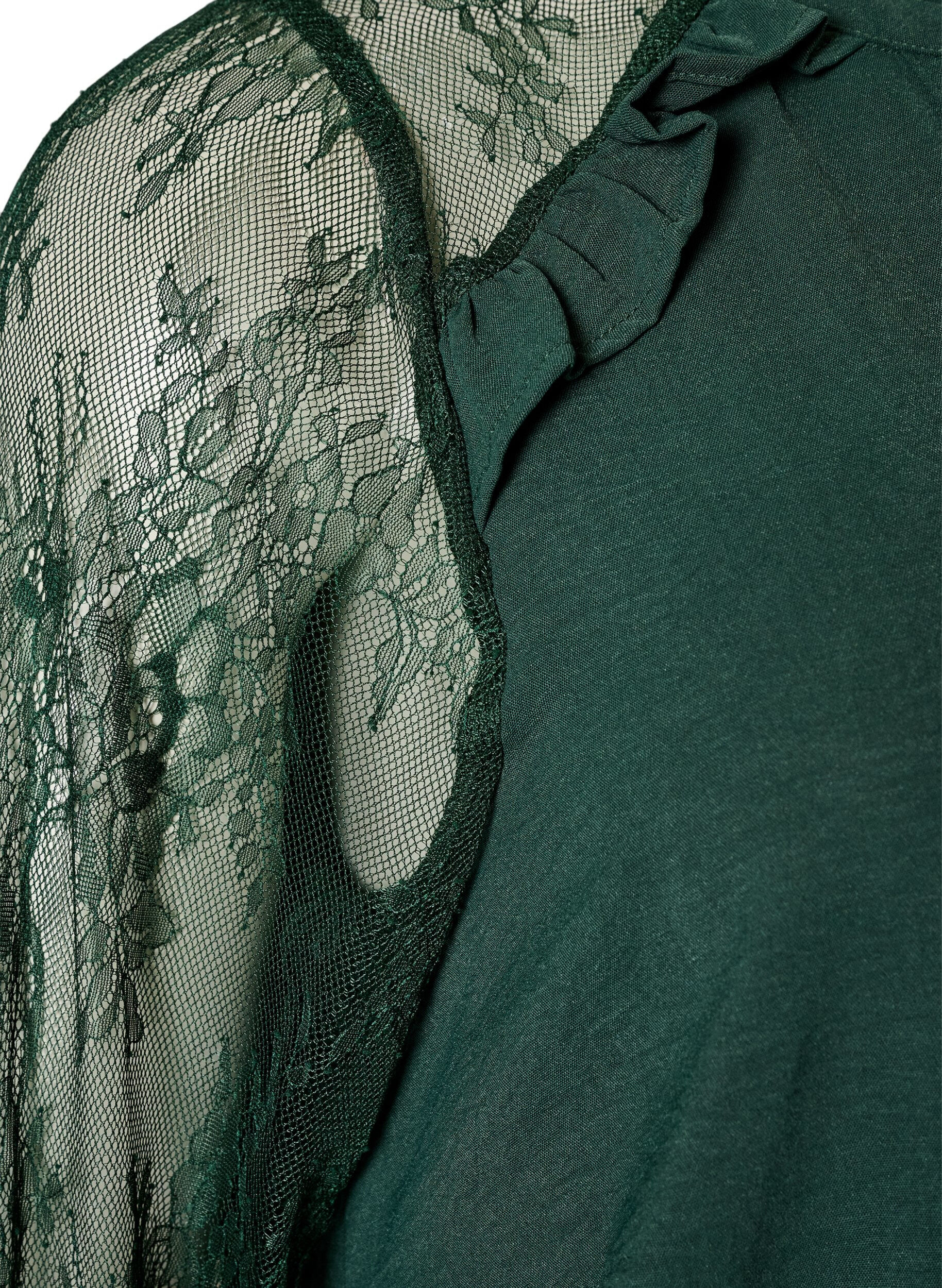 ZizziTunique avec manches en dentelle transparente, Vert fonc&eacute;, Packshot image number 3