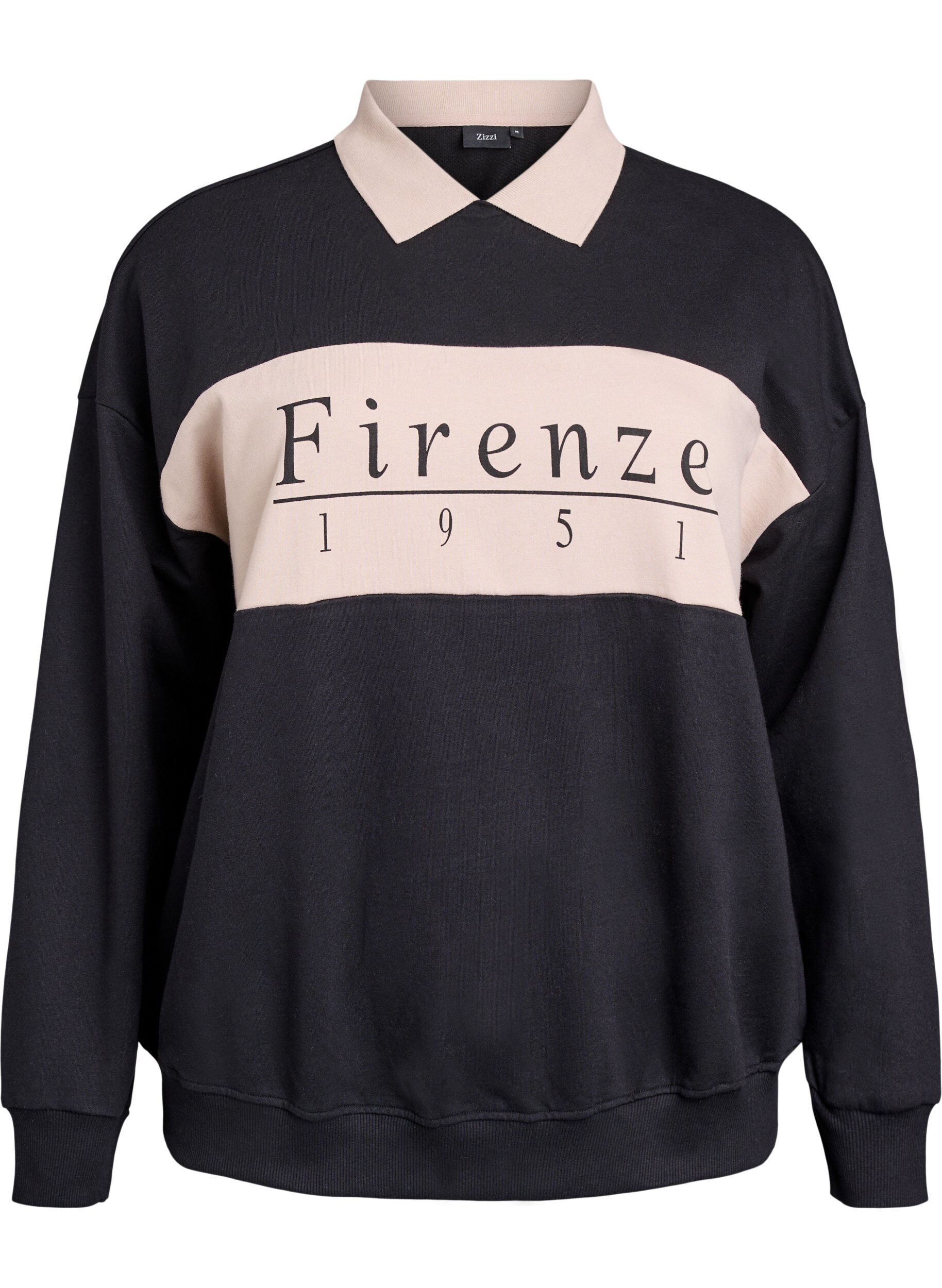 Sweatshirt aus Bio-Baumwolle mit Kragen und Kontrastprint