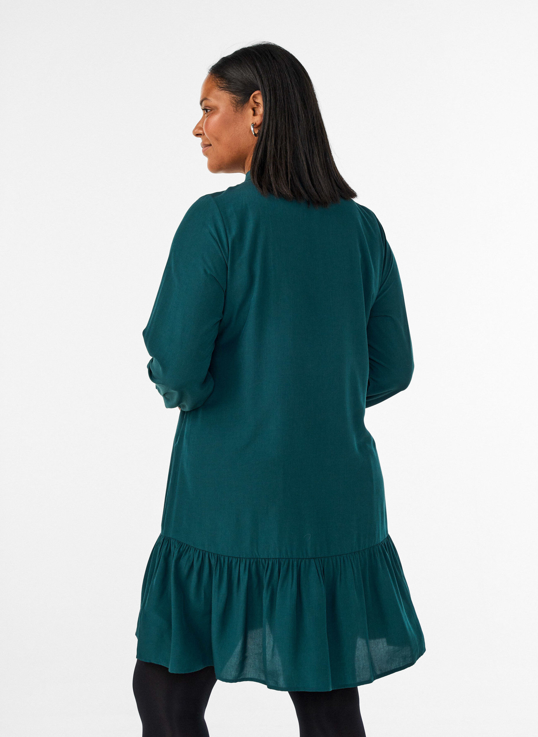 ZizziRobe chemise courte avec volants, Vert fonc&eacute;, Model image number 2