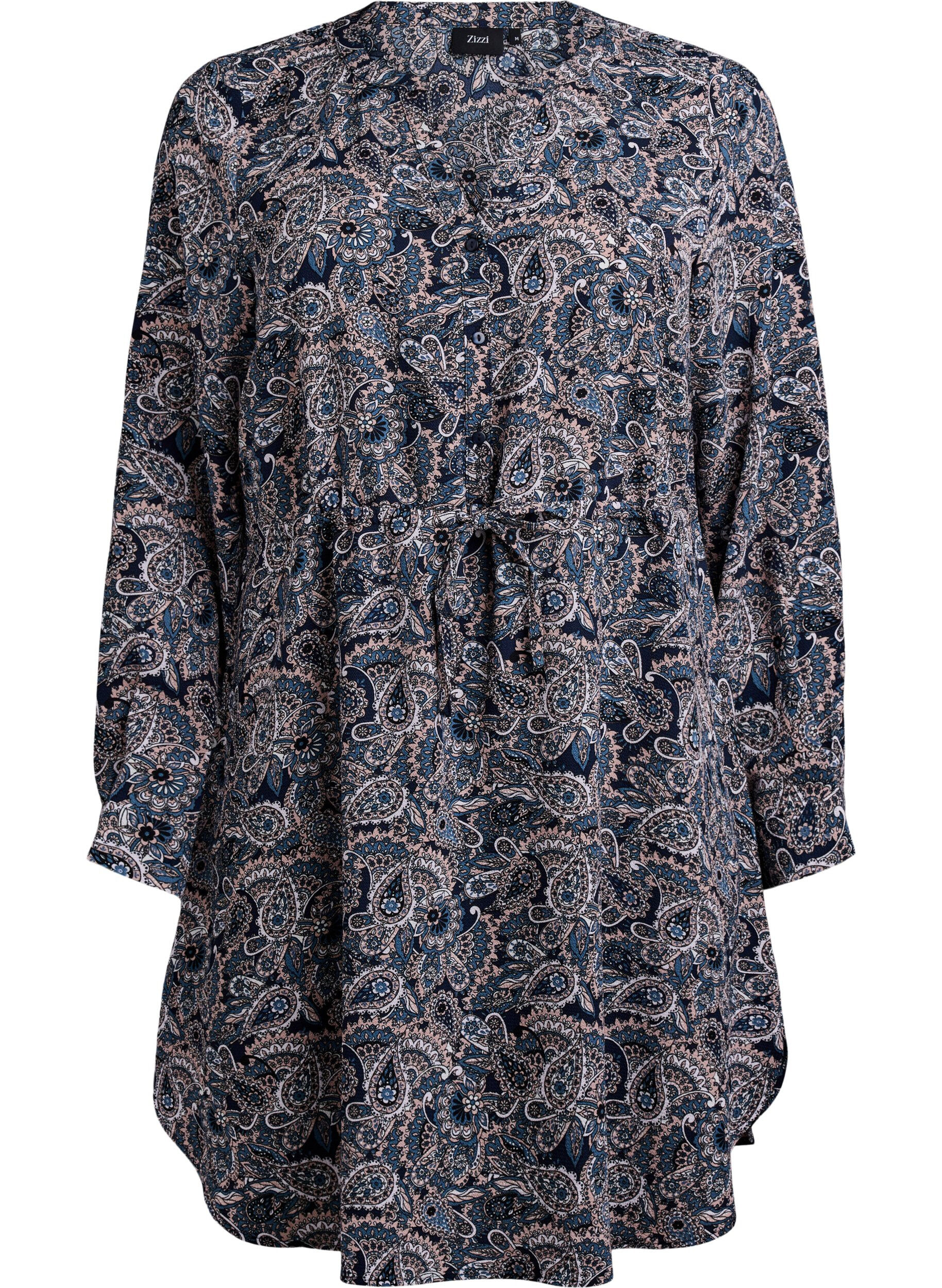 Zizzi Knielanges Kleid mit Bindeg&uuml;rtel, Beige, Packshot image number 0