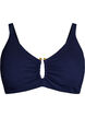 Strukturiertes Bikini Top mit Golddetail, Blau, Packshot image number 0