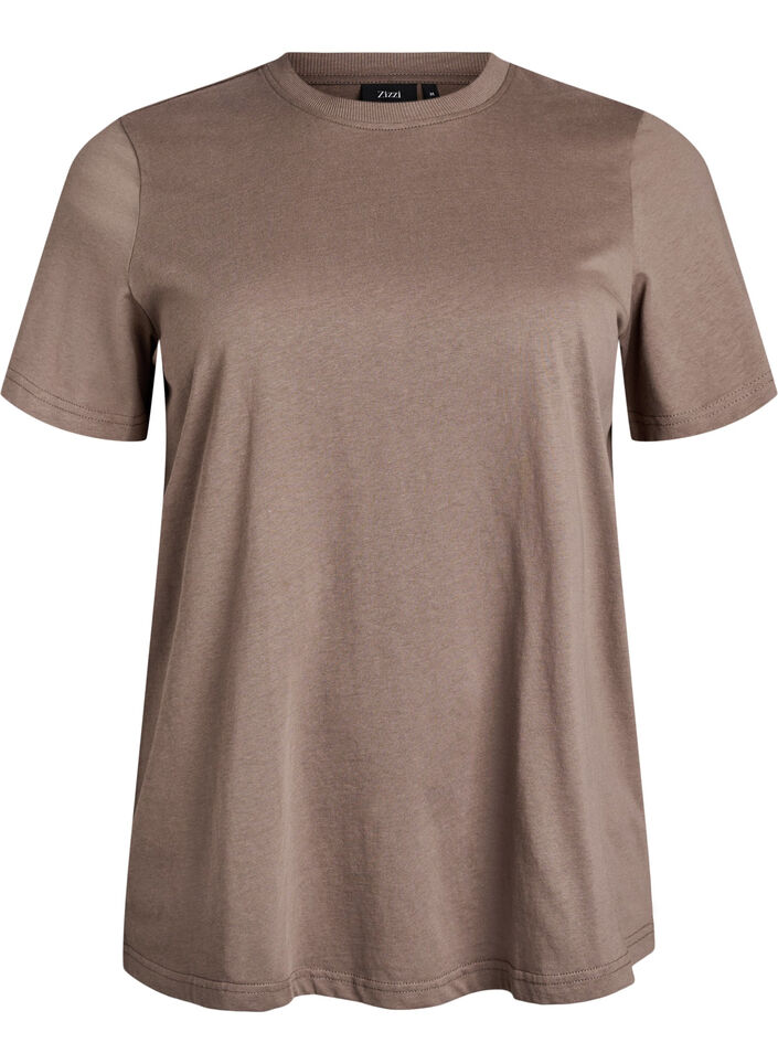 Basic-T-Shirt aus Baumwolle mit Rundhalsausschnitt, Braun, Packshot image number 0
