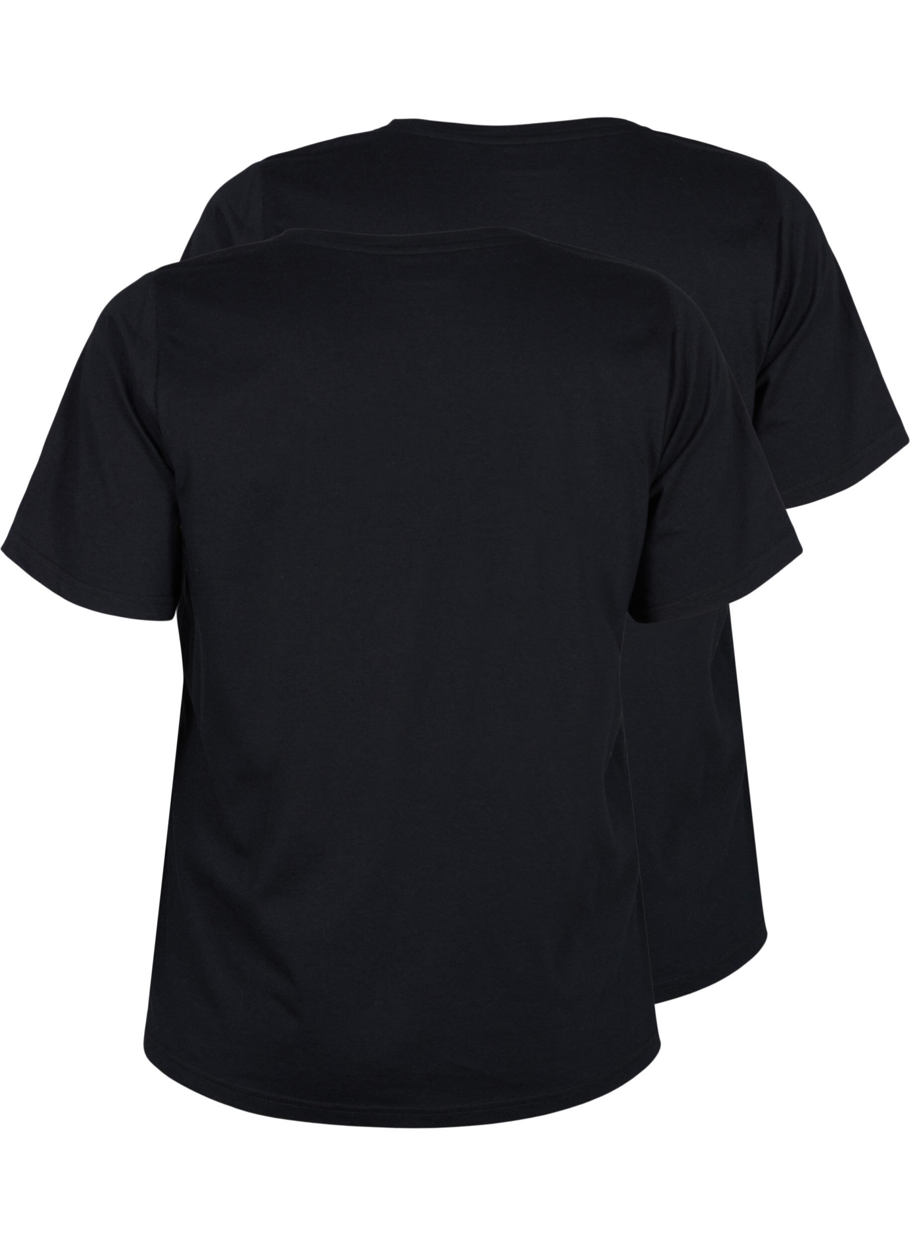 Zizzi FLASH - T-shirts 2-pack &agrave; col en V, Black/Black, Packshot image number 1