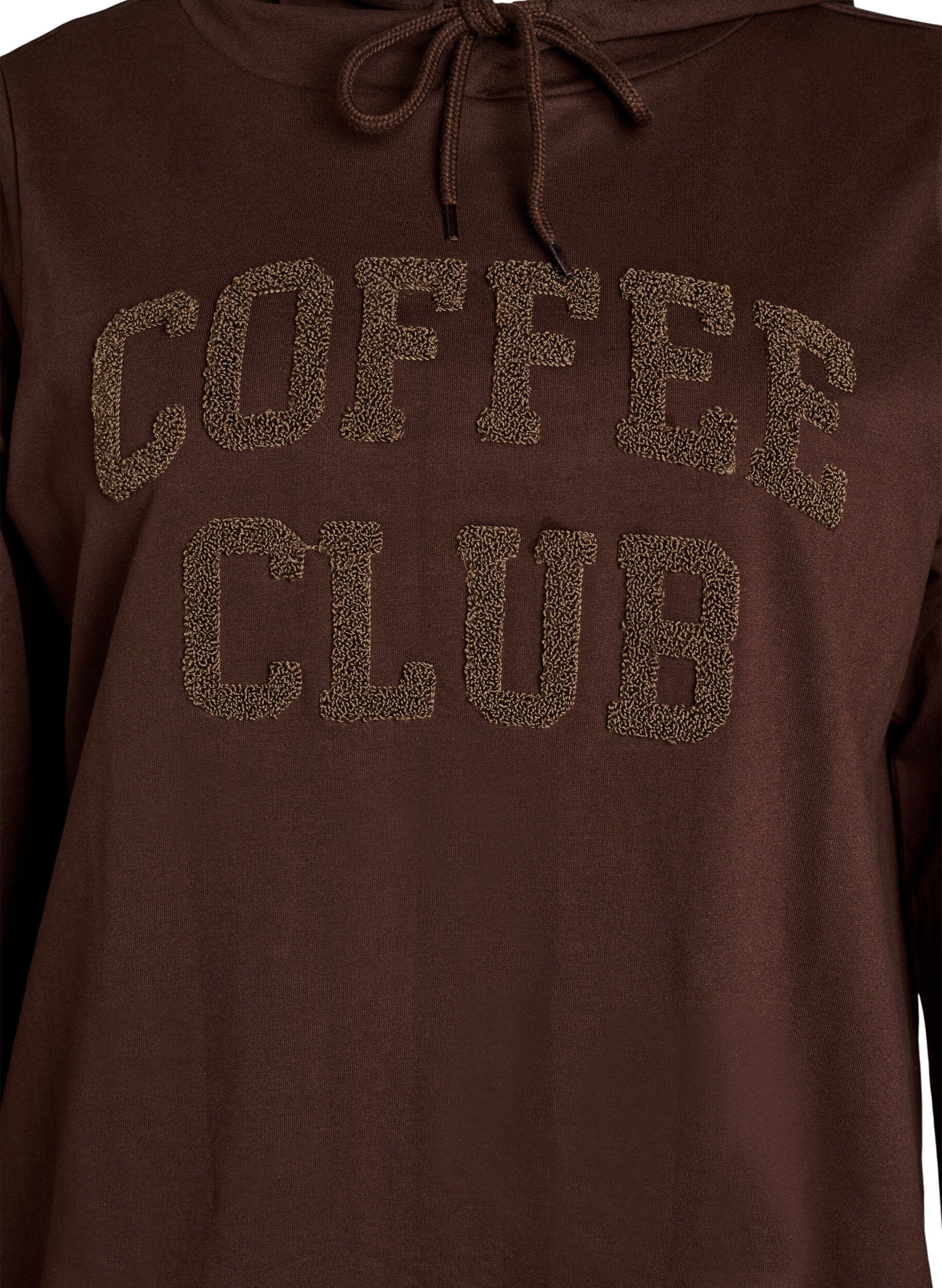 ZizziHoodie mit Textmotiv aus Frottee, Braun, Packshot image number 2