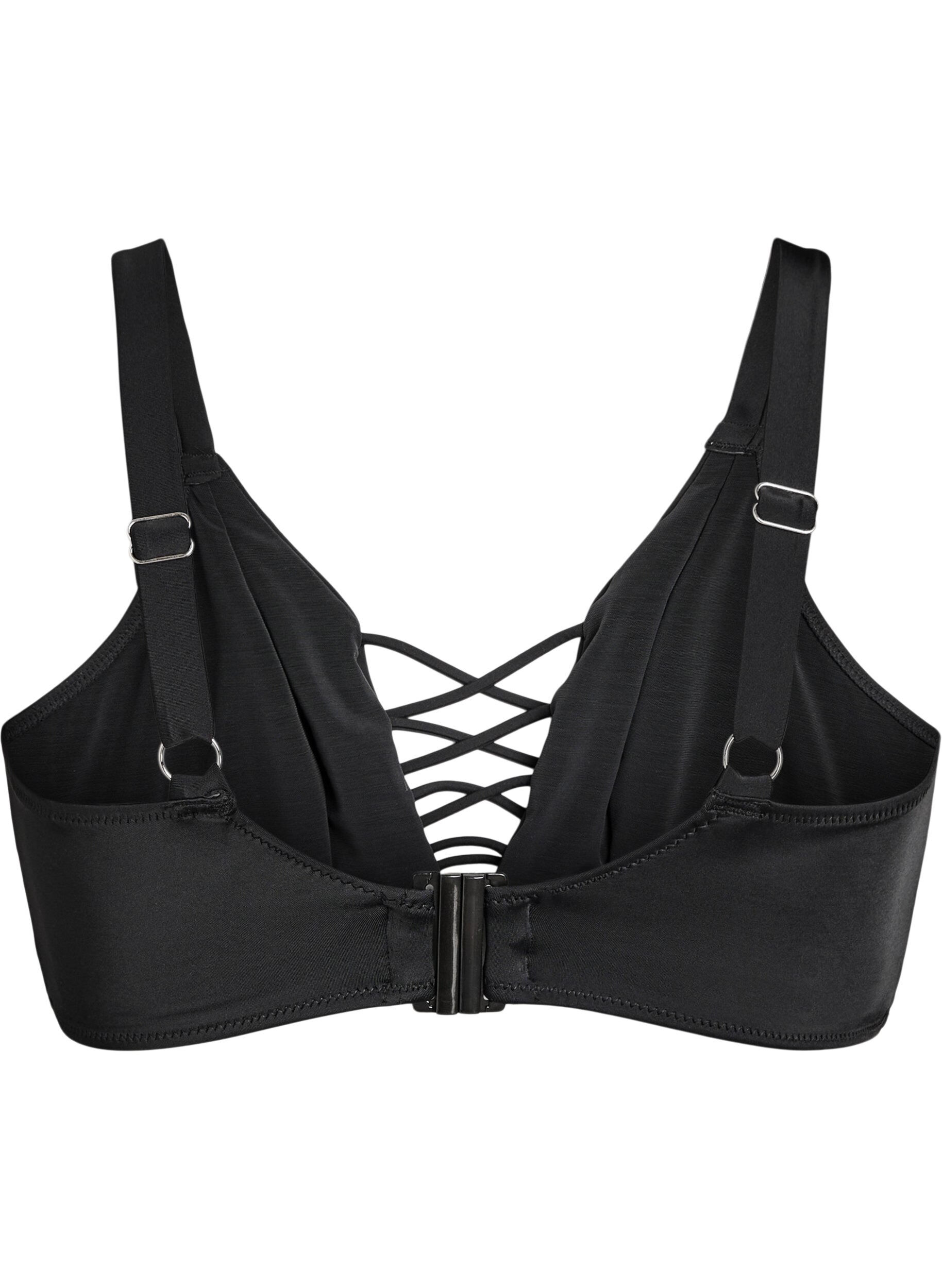 Zizzi Bikini-Top mit B&auml;nderdetail, Schwarz, Packshot image number 1