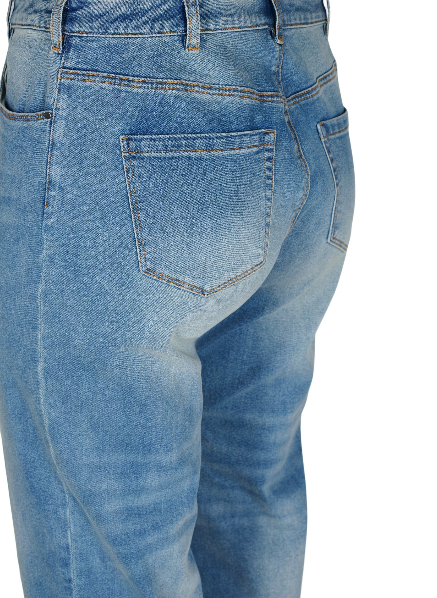 Zizzi 7/8-Jeans mit Fransensaum und hoher Taille, Blau, Packshot image number 3