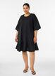 Kurzes Kleid mit lockerer Passform und R&uuml;schensaum, Schwarz, Model image number 1