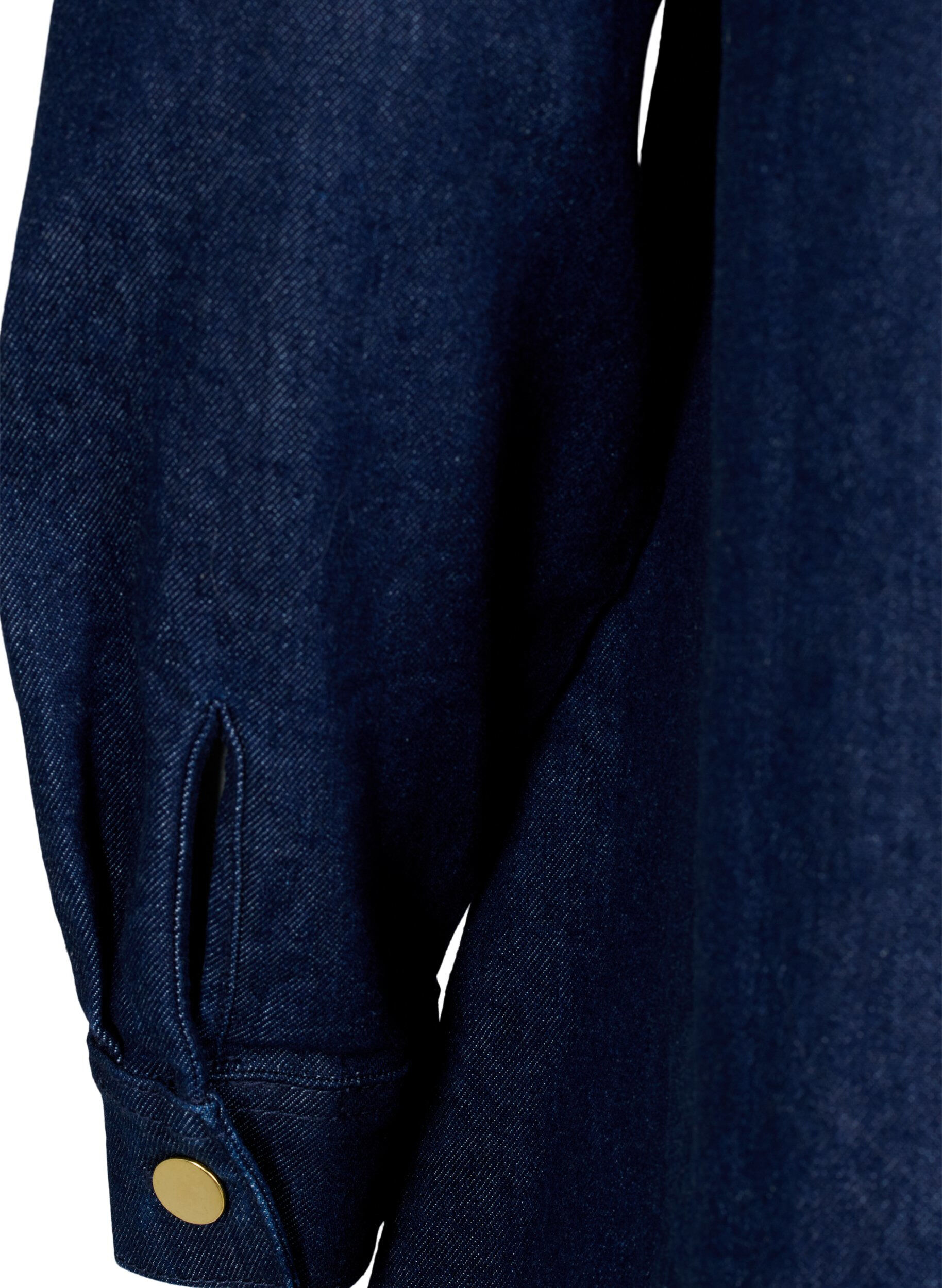 Zizzi Denim-Kleid mit A-Form und Kn&ouml;pfen, Dark Blue Denim, Packshot image number 3