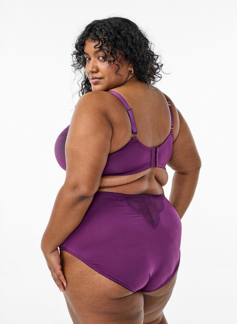 Slip-Unterhose in Mikrofasergewebe mit Spitze, Dunkles Bordeaux, Model image number 1