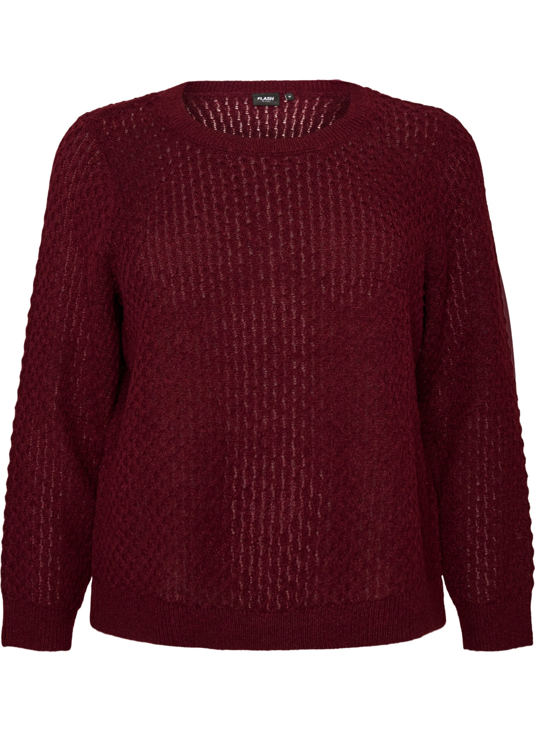 ZizziStrickbluse mit strukturiertem Lochmuster, Rot, Packshot image number 0
