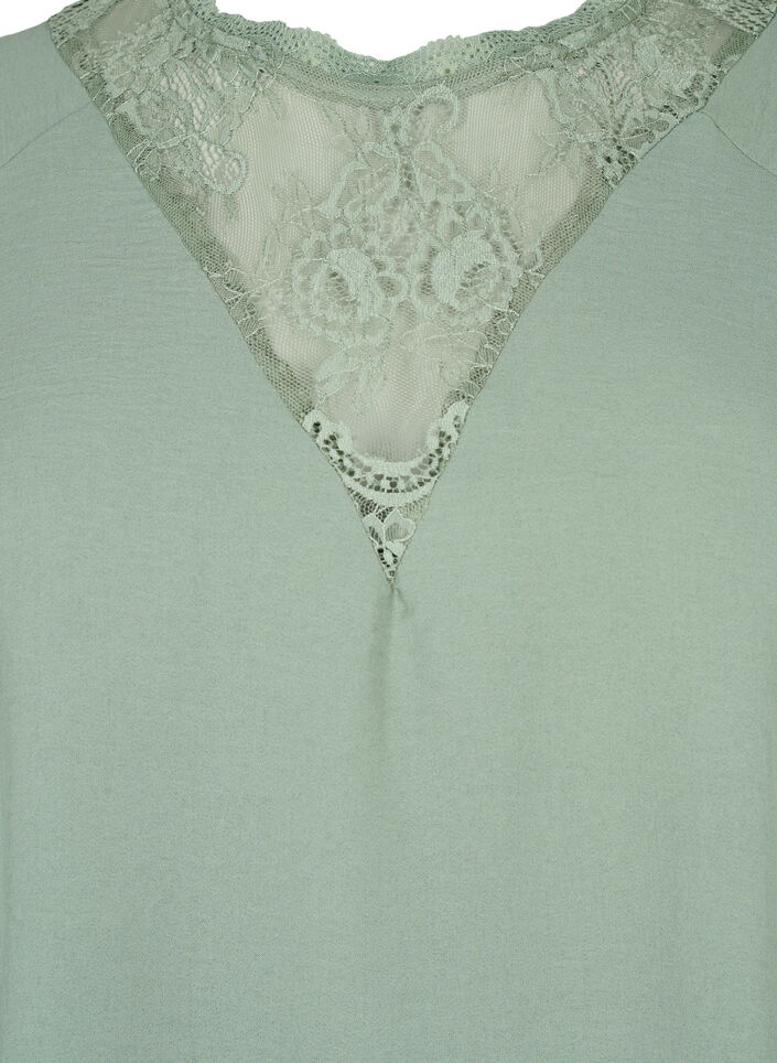 Blouse &agrave; manches courtes avec dentelle , Lily Pad, Packshot image number 2